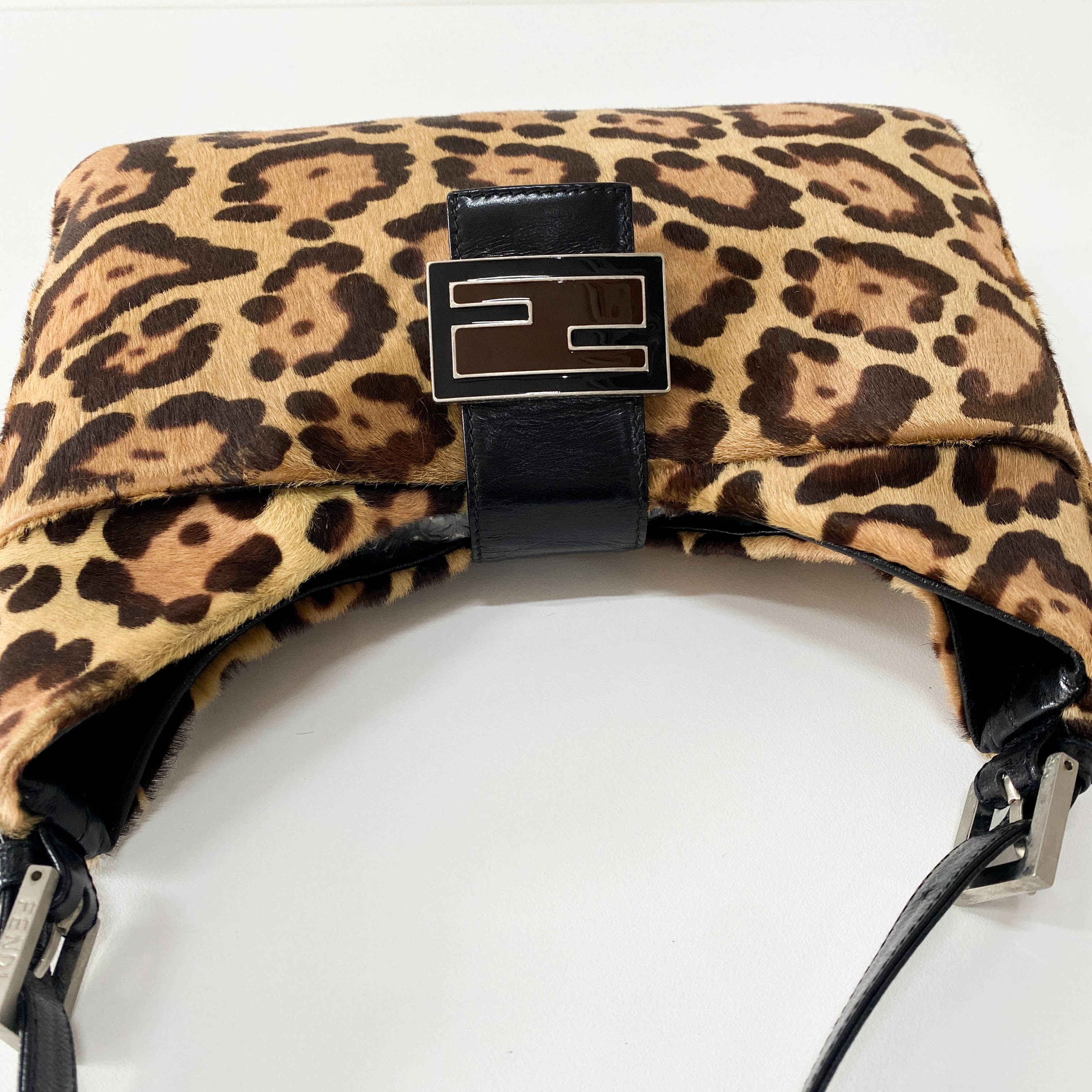 Baguette Leopard Pony Hair Hobo Shoulder Bag