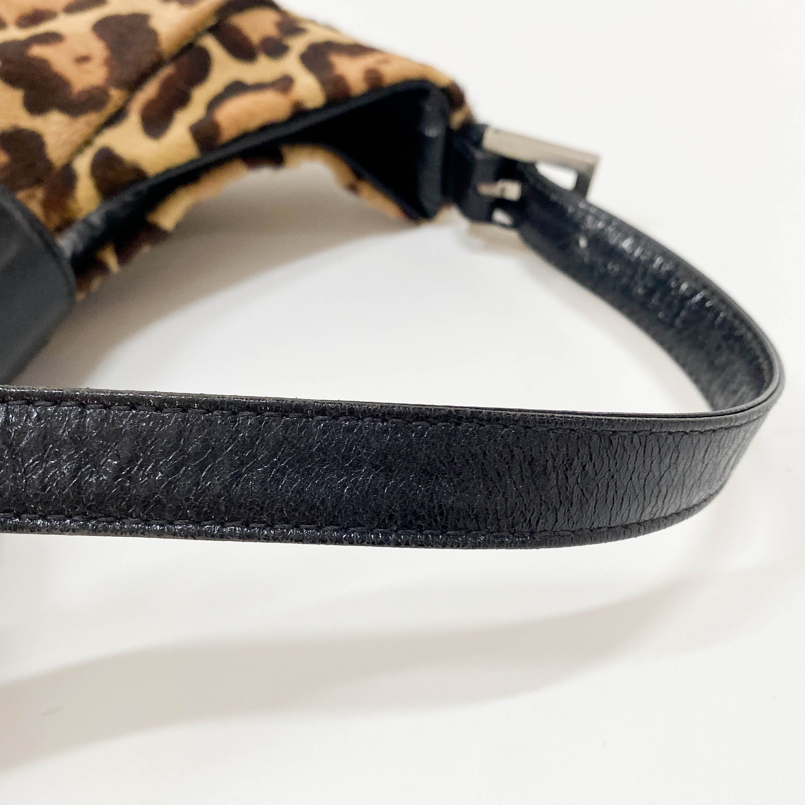 Baguette Leopard Pony Hair Hobo Shoulder Bag