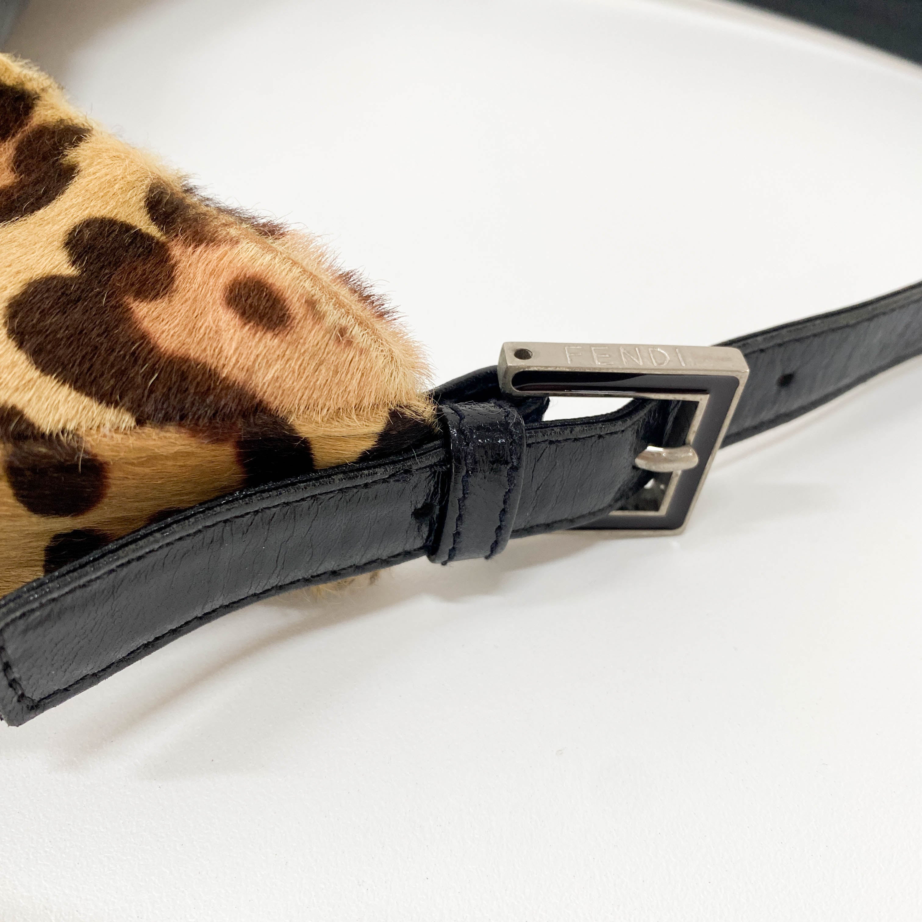 Baguette Leopard Pony Hair Hobo Shoulder Bag