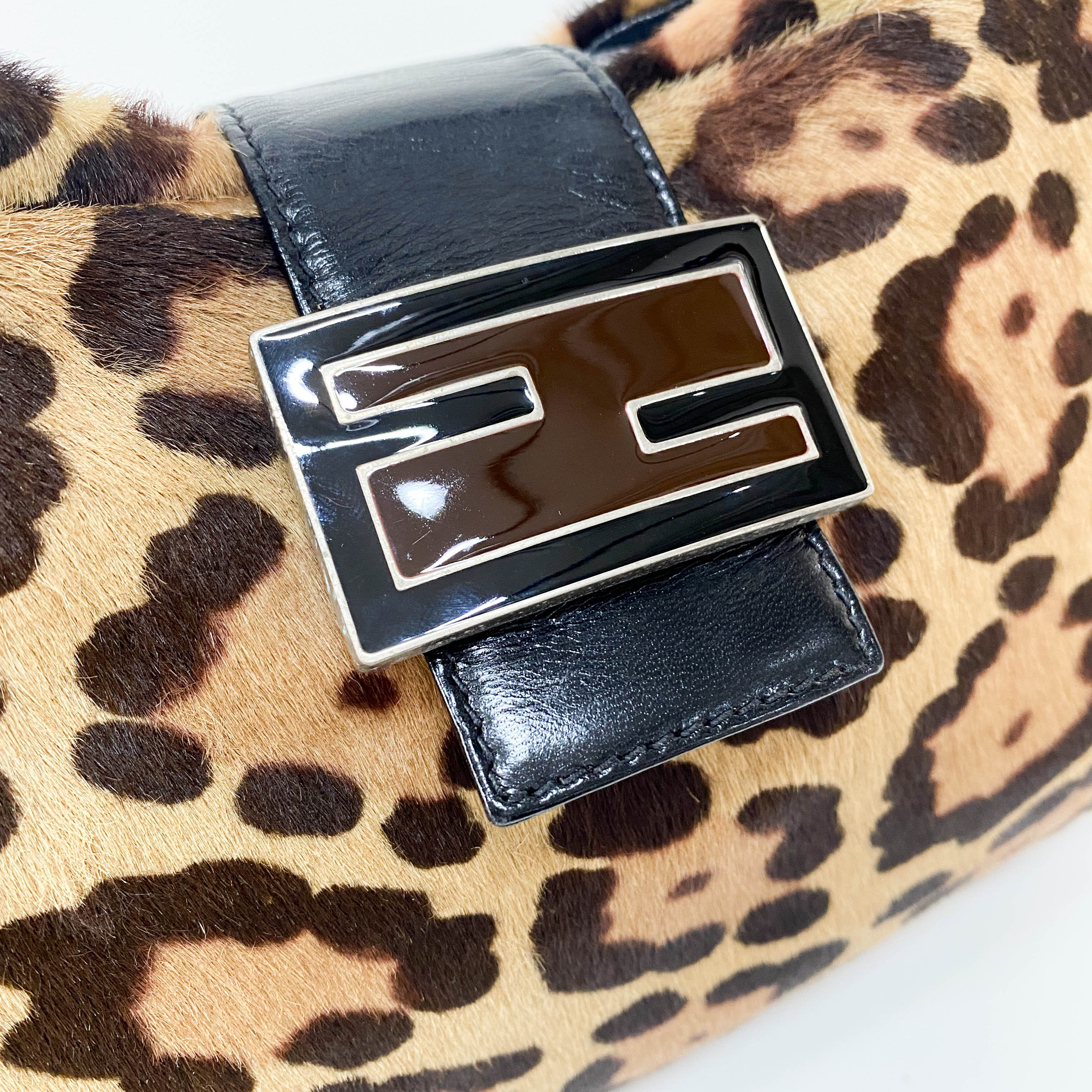 Baguette Leopard Pony Hair Hobo Shoulder Bag