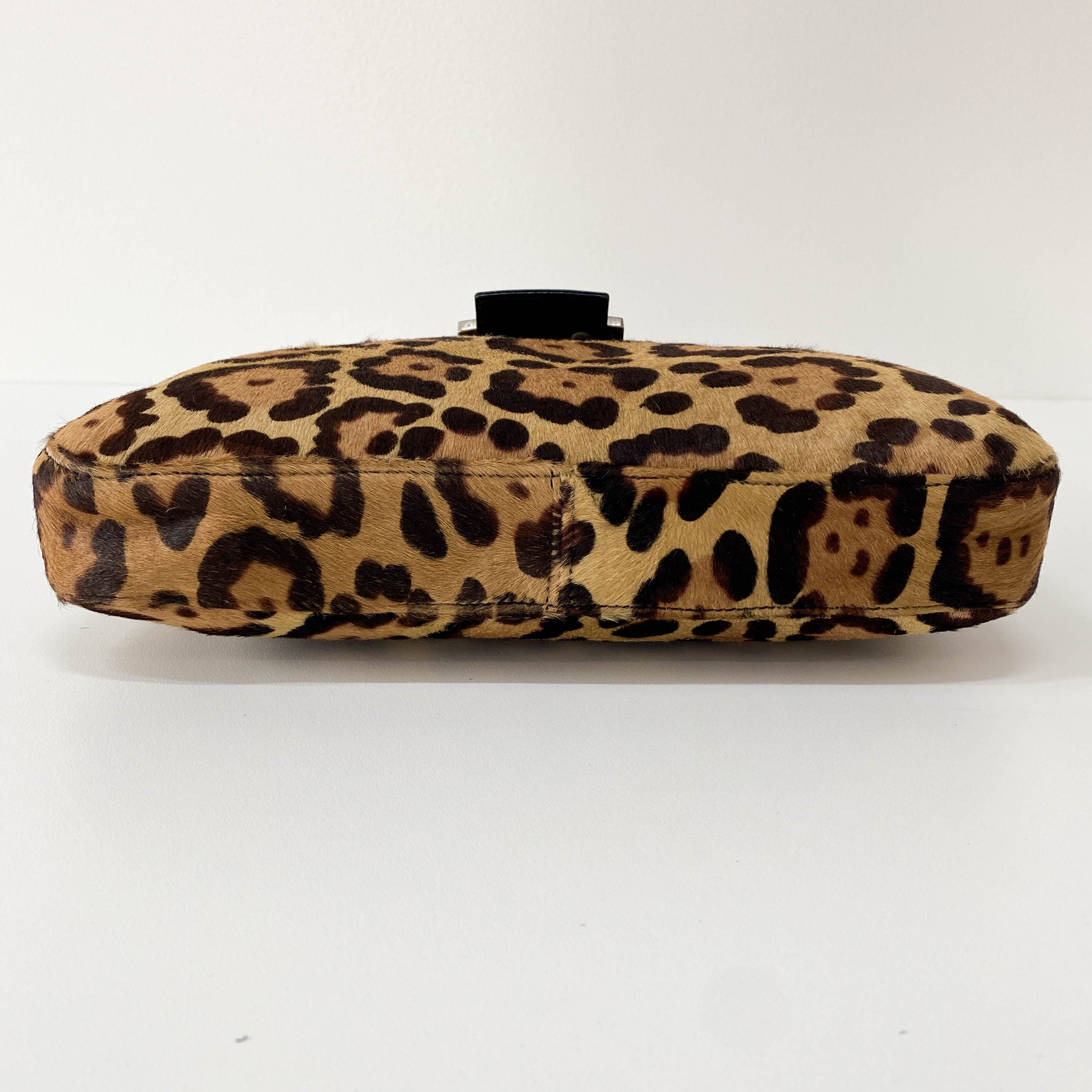 Baguette Leopard Pony Hair Hobo Shoulder Bag