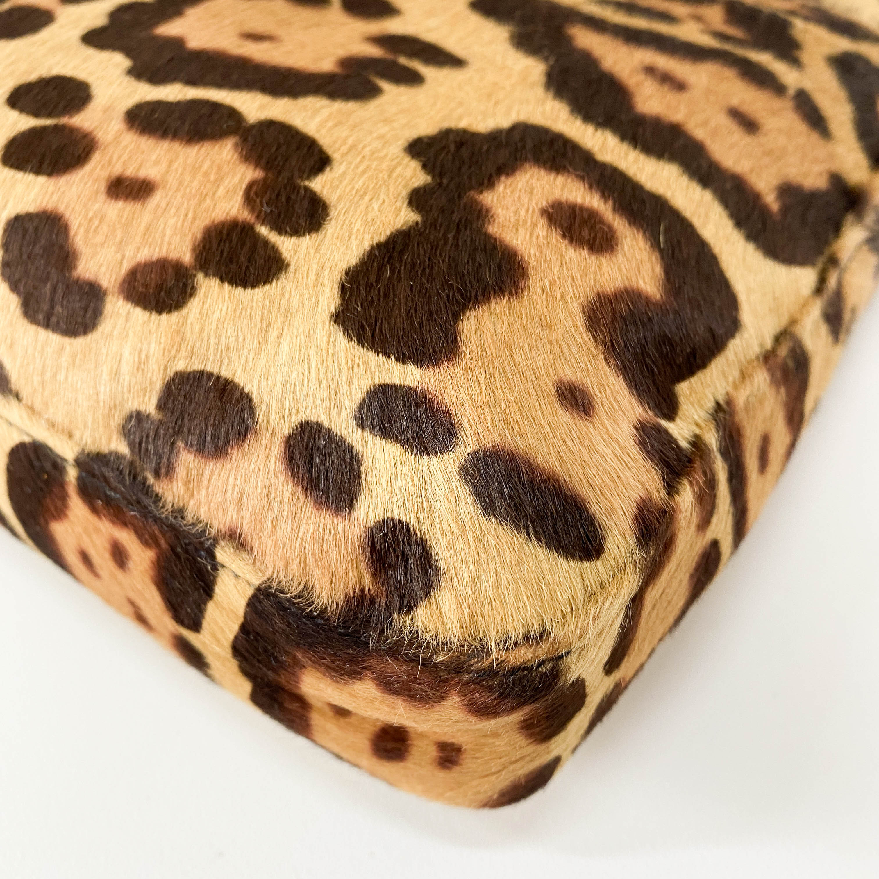 Baguette Leopard Pony Hair Hobo Shoulder Bag