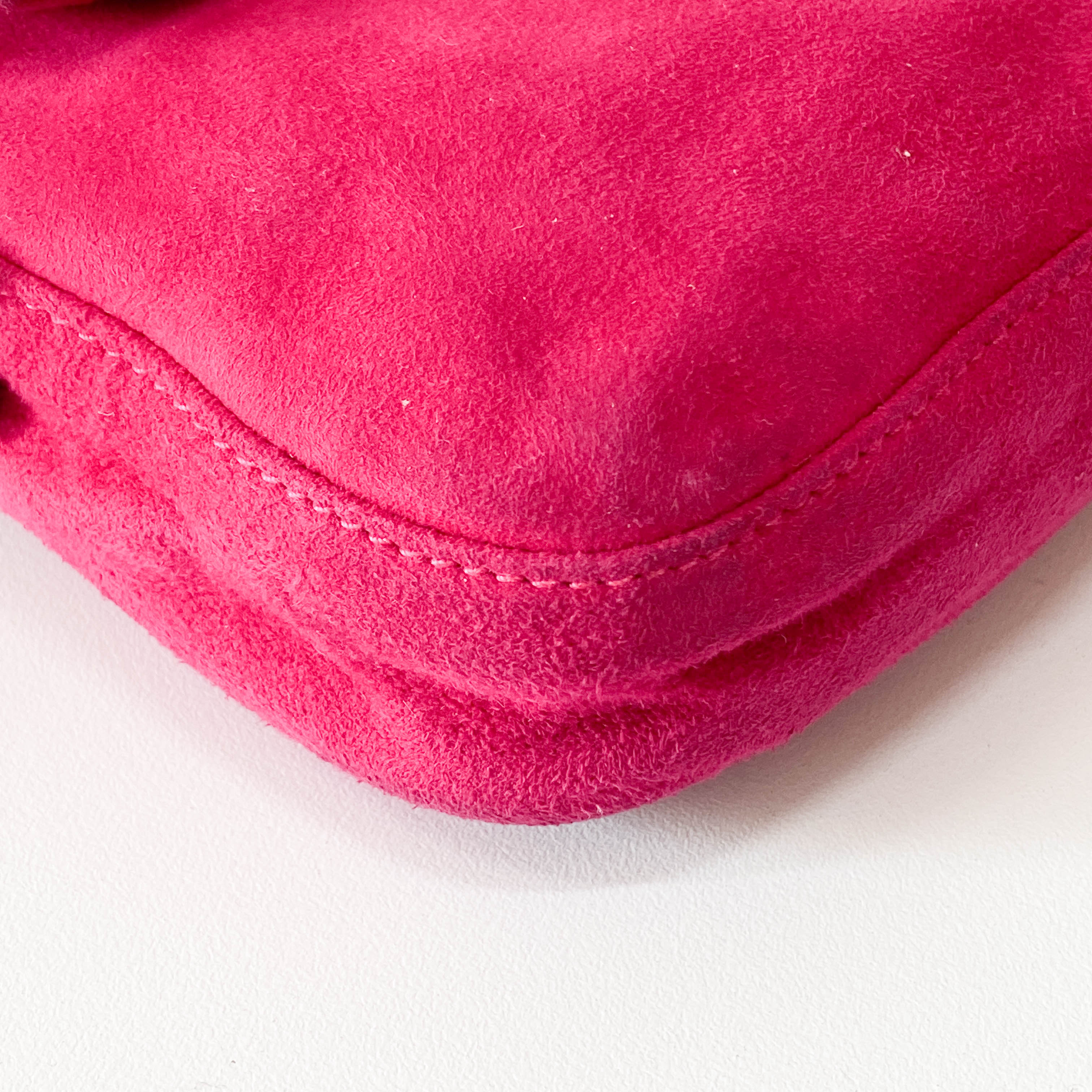 Baguette Pink Suede Shoulder Bag