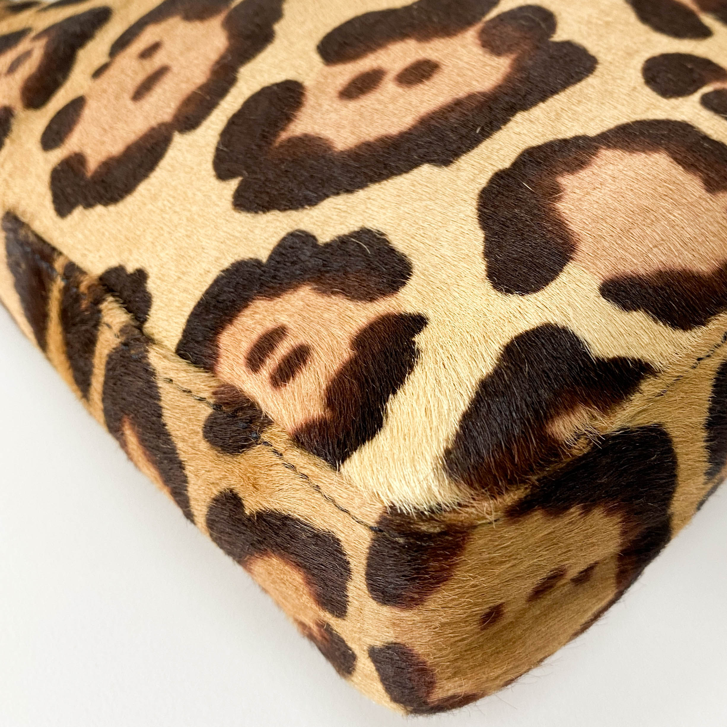 Baguette Leopard Pony Hair Hobo Shoulder Bag