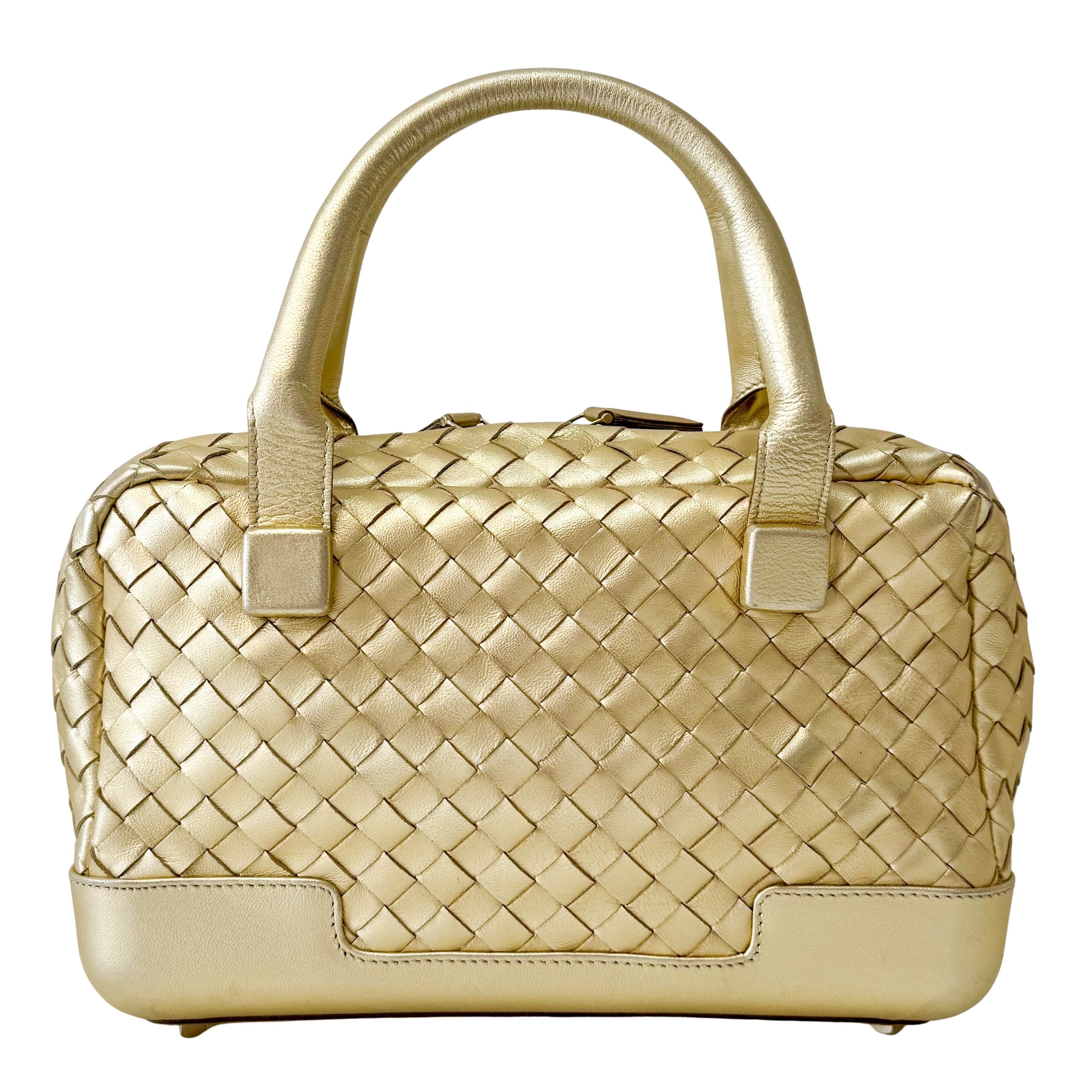 Small Golden Intrecciato Leather Handle bag