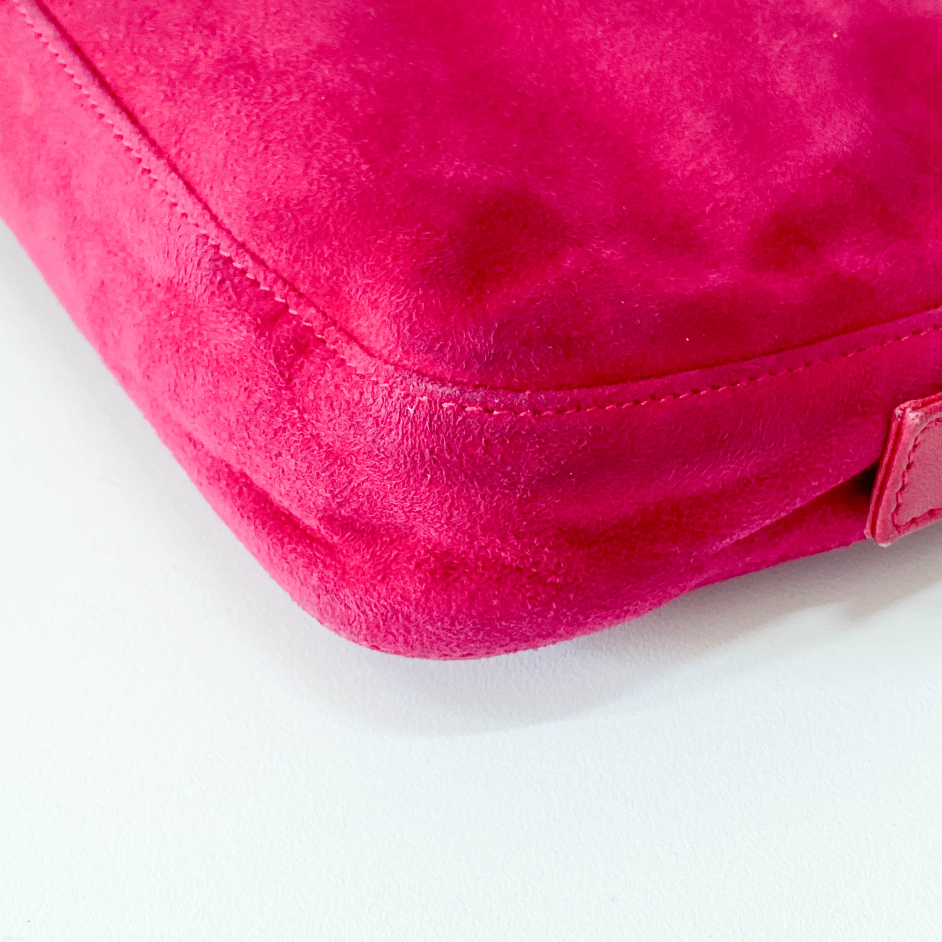 Baguette Pink Suede Shoulder Bag
