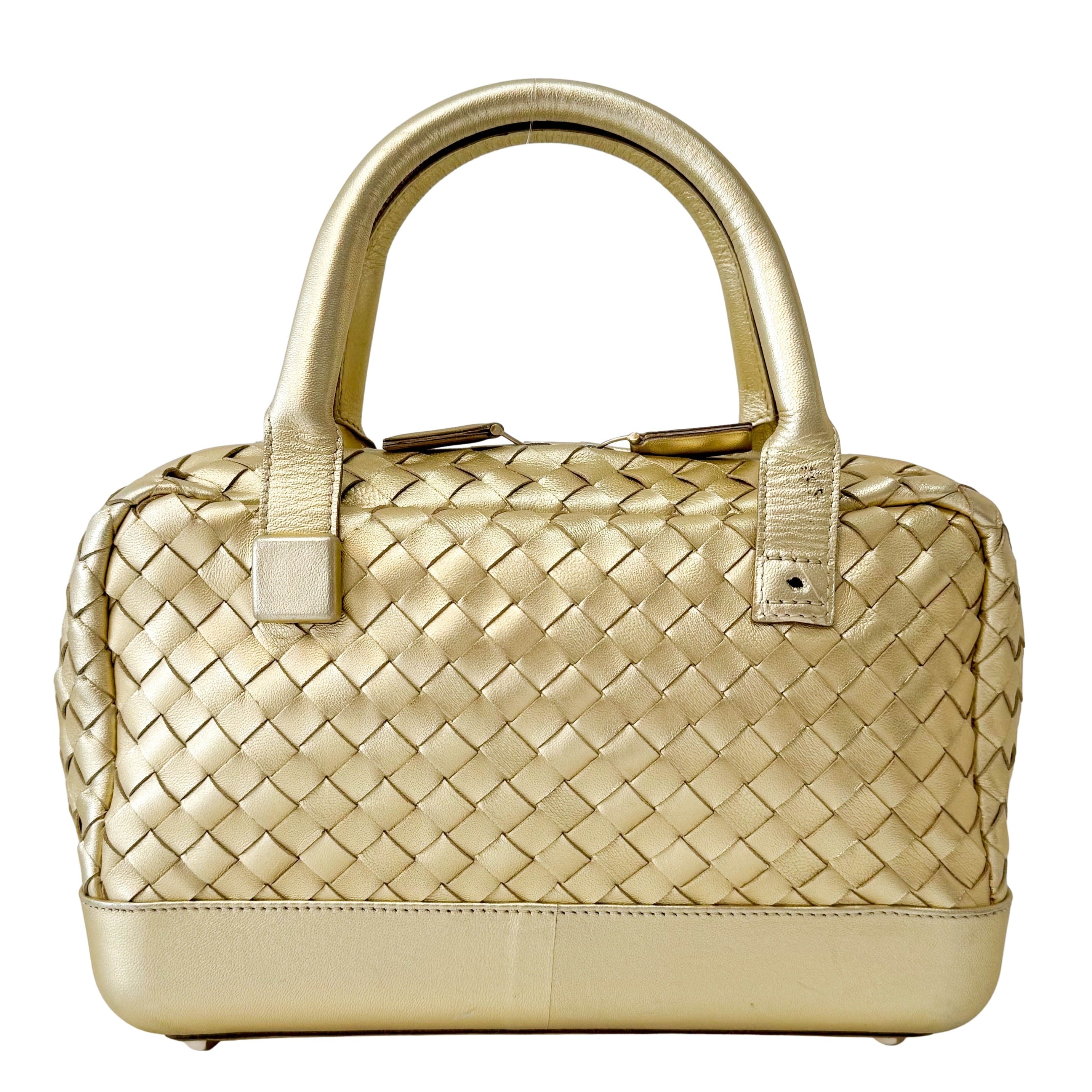 Small Golden Intrecciato Leather Handle bag