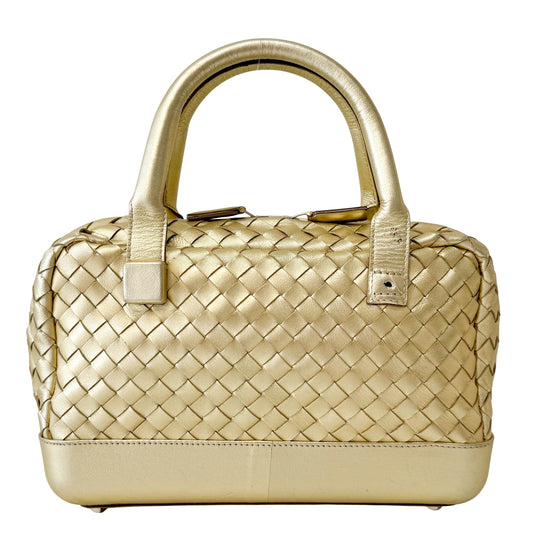 Small Golden Intrecciato Leather Handle bag