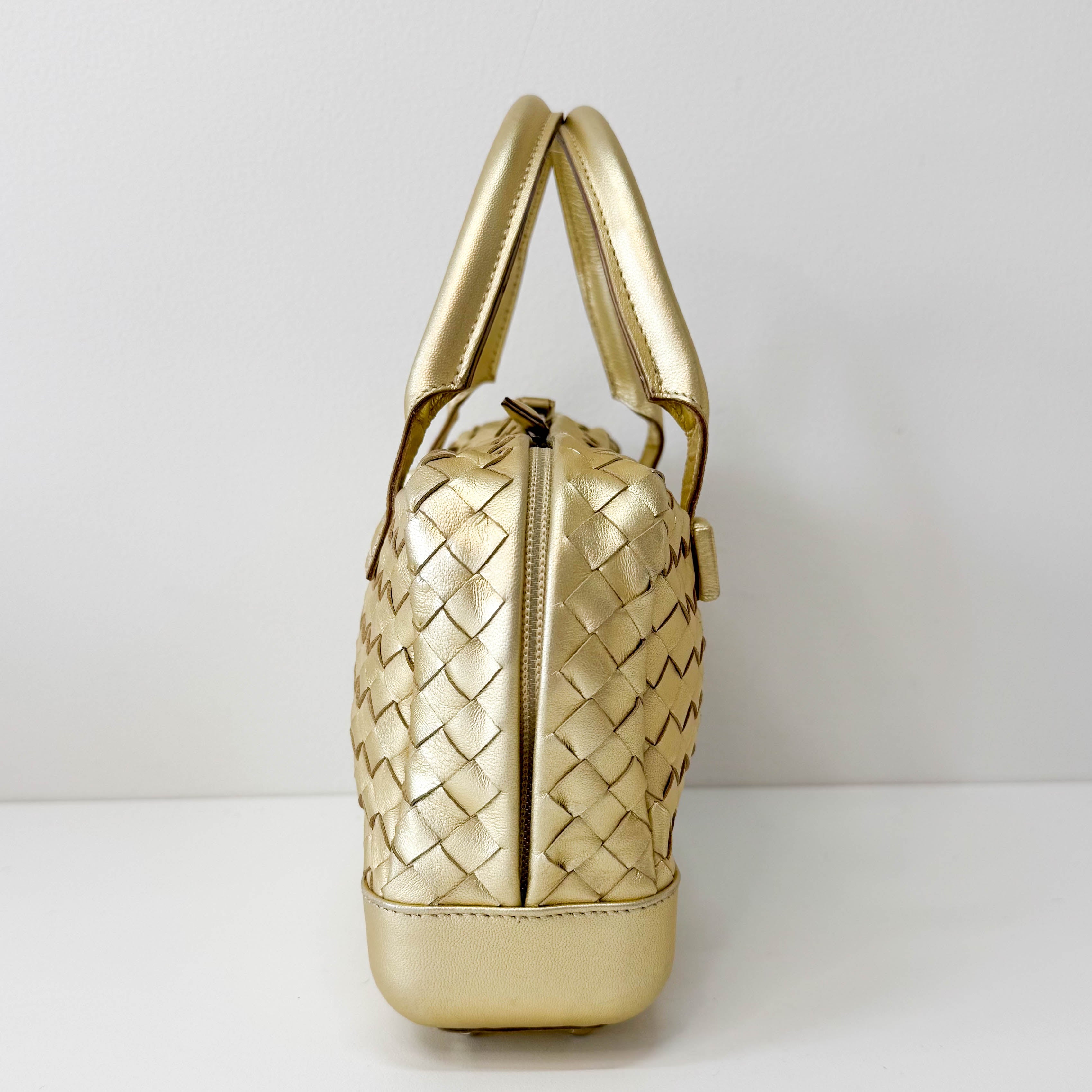 Small Golden Intrecciato Leather Handle bag