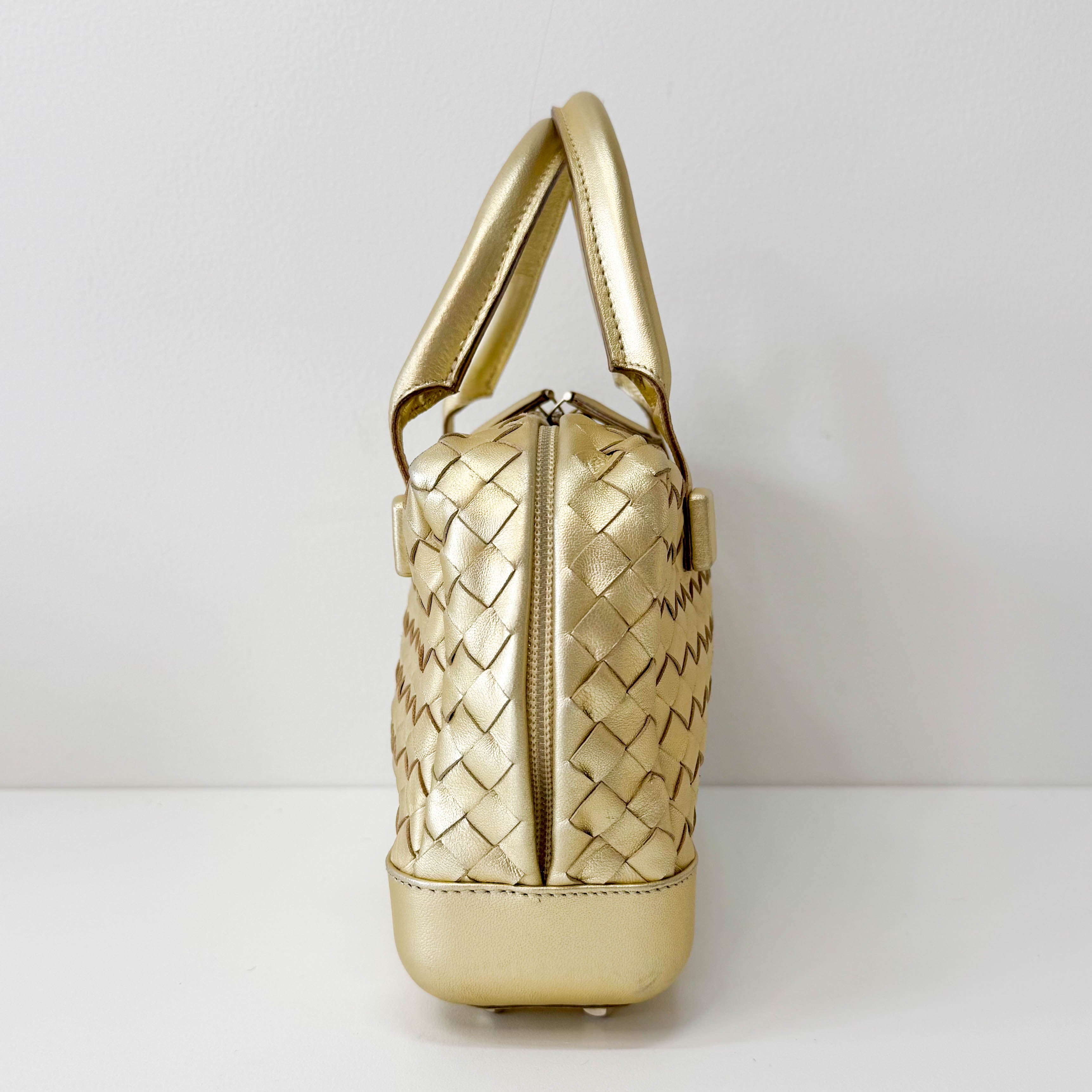 Small Golden Intrecciato Leather Handle bag