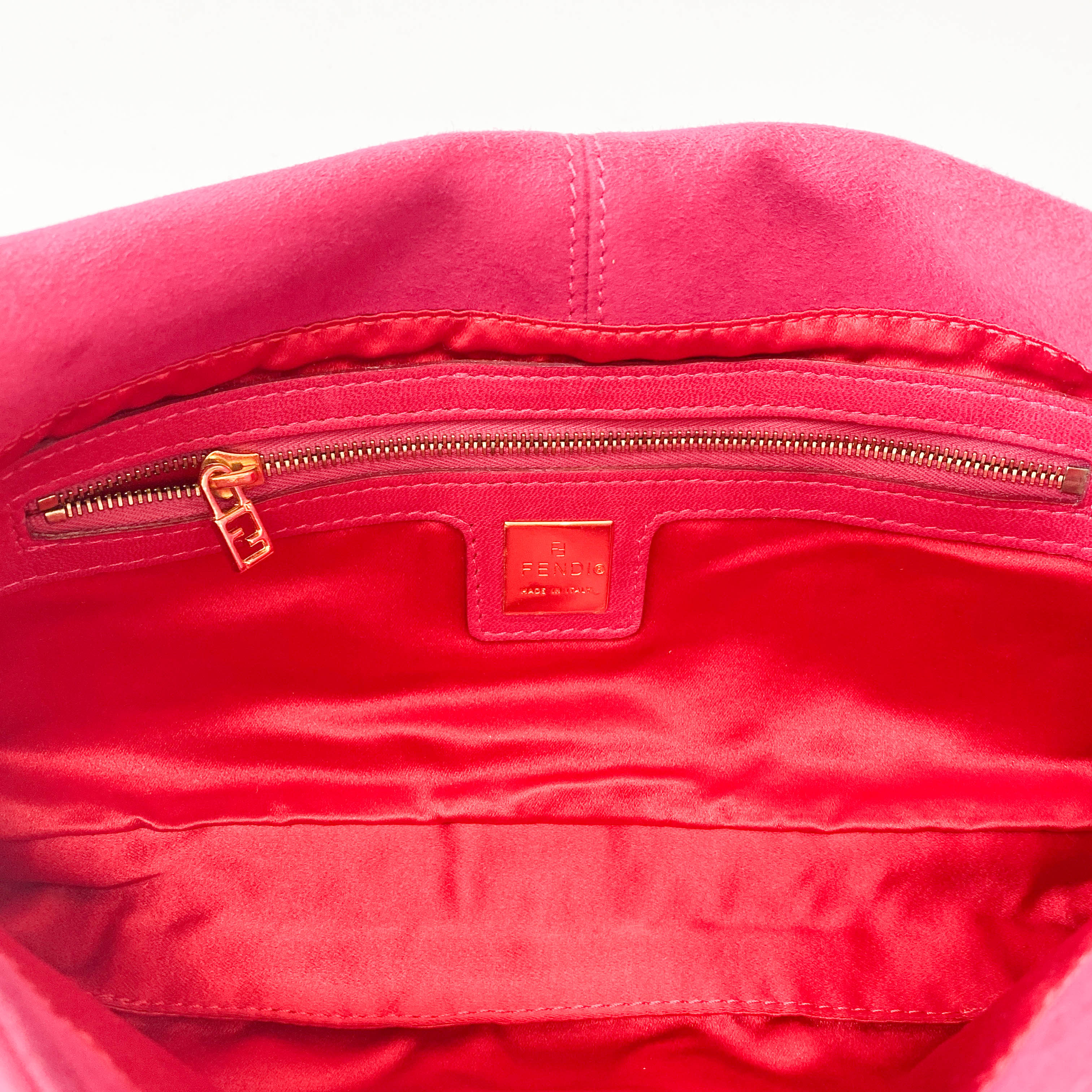 Baguette Pink Suede Shoulder Bag
