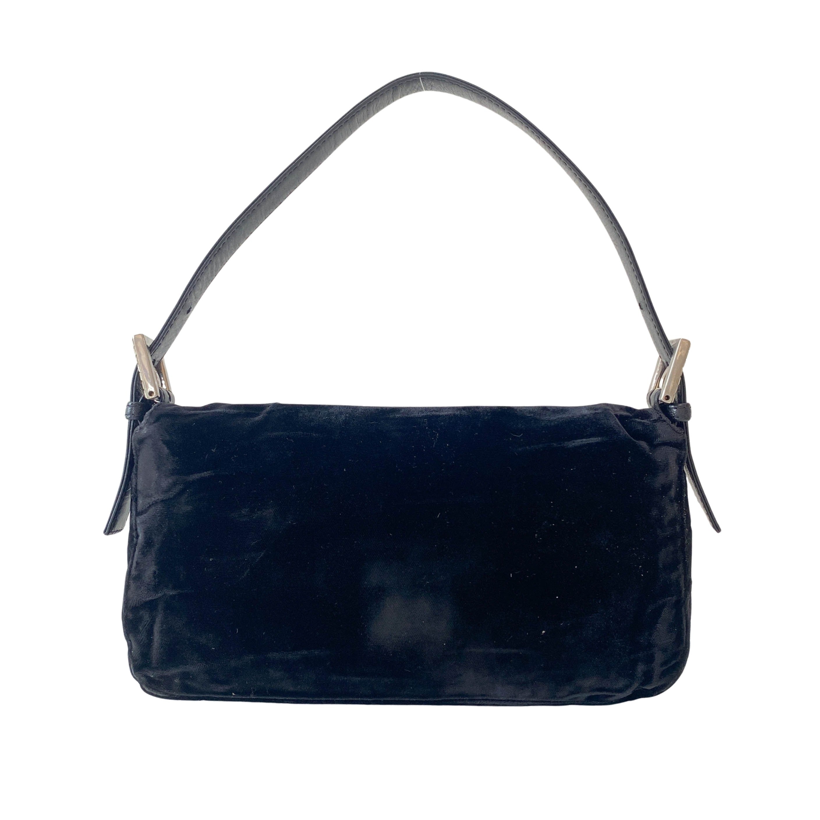 Baguette Velvet Black Rhinestone Hardware