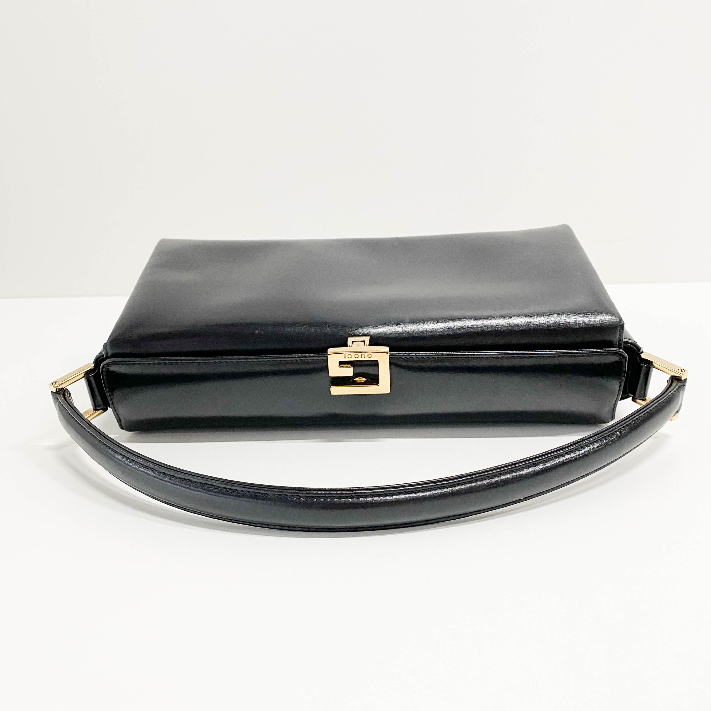 Black Leather Top Handle Bag