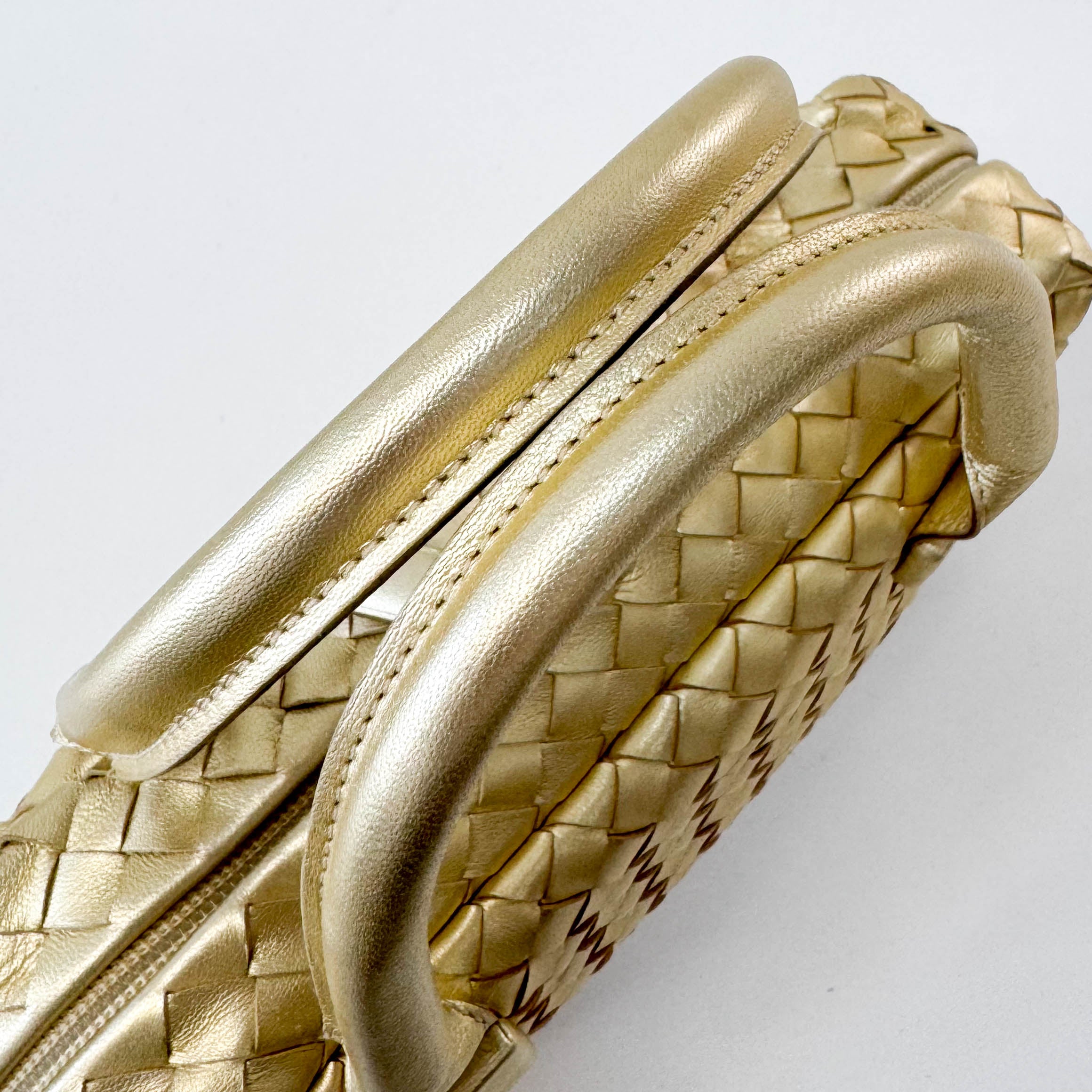 Small Golden Intrecciato Leather Handle bag