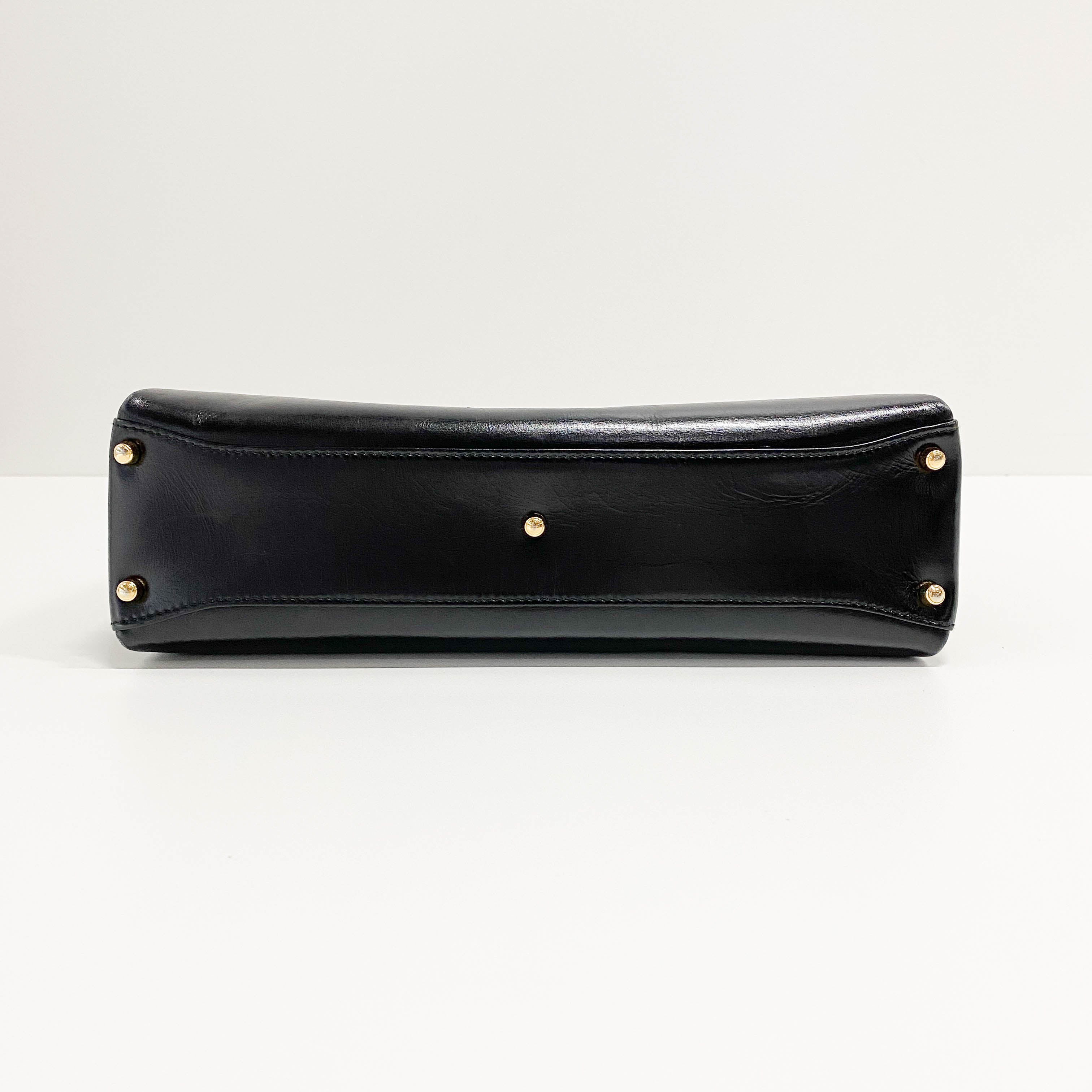 Black Leather Top Handle Bag