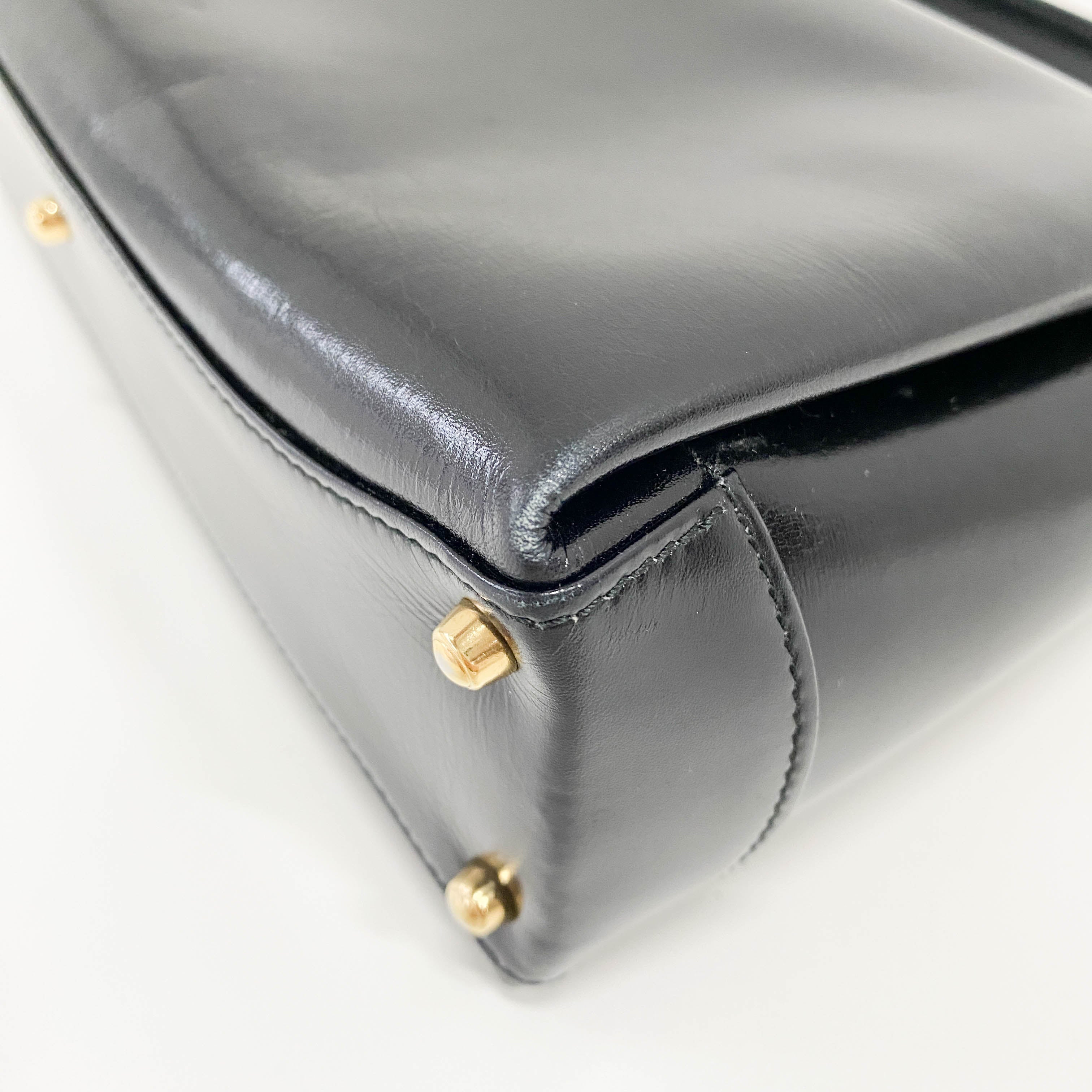 Black Leather Top Handle Bag