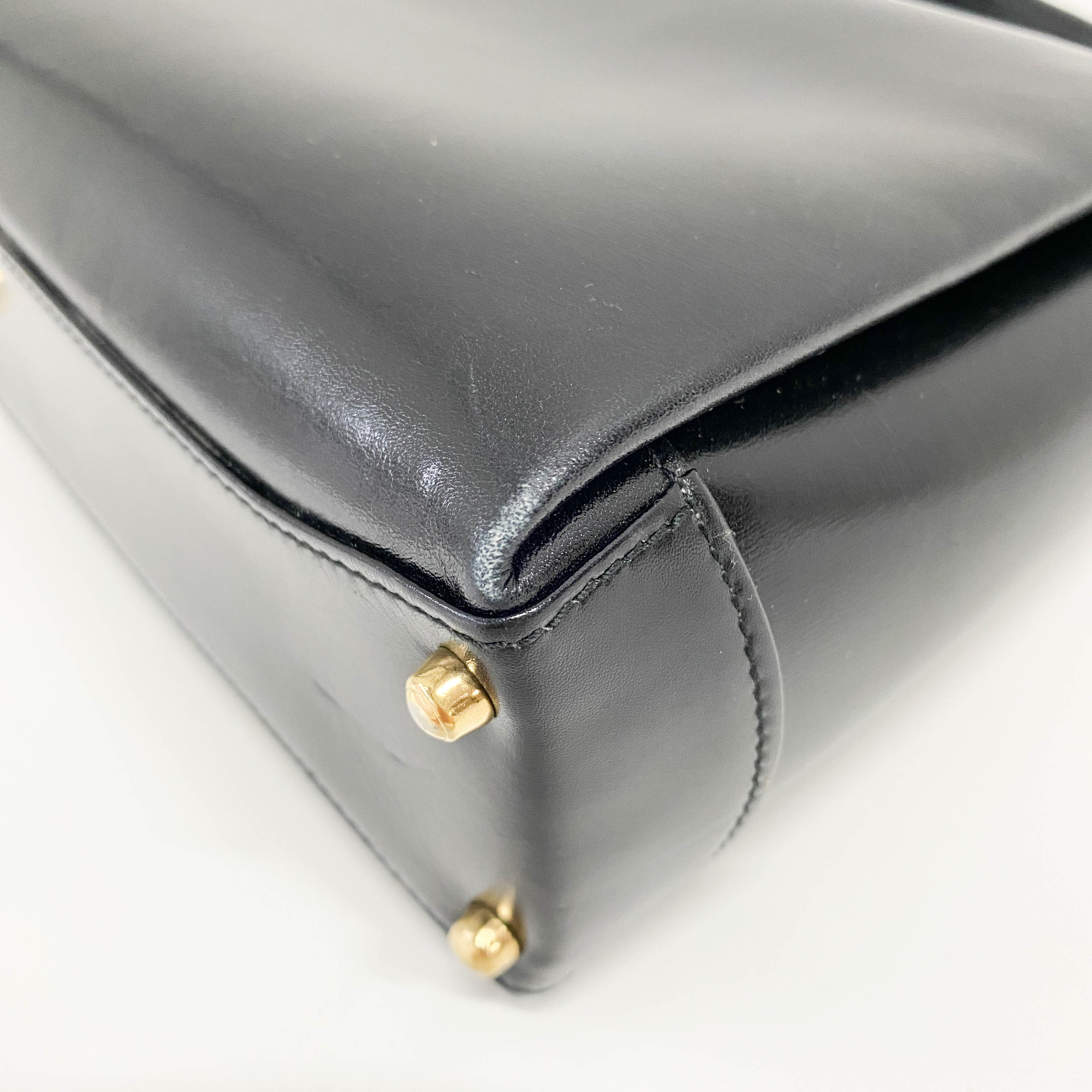Black Leather Top Handle Bag