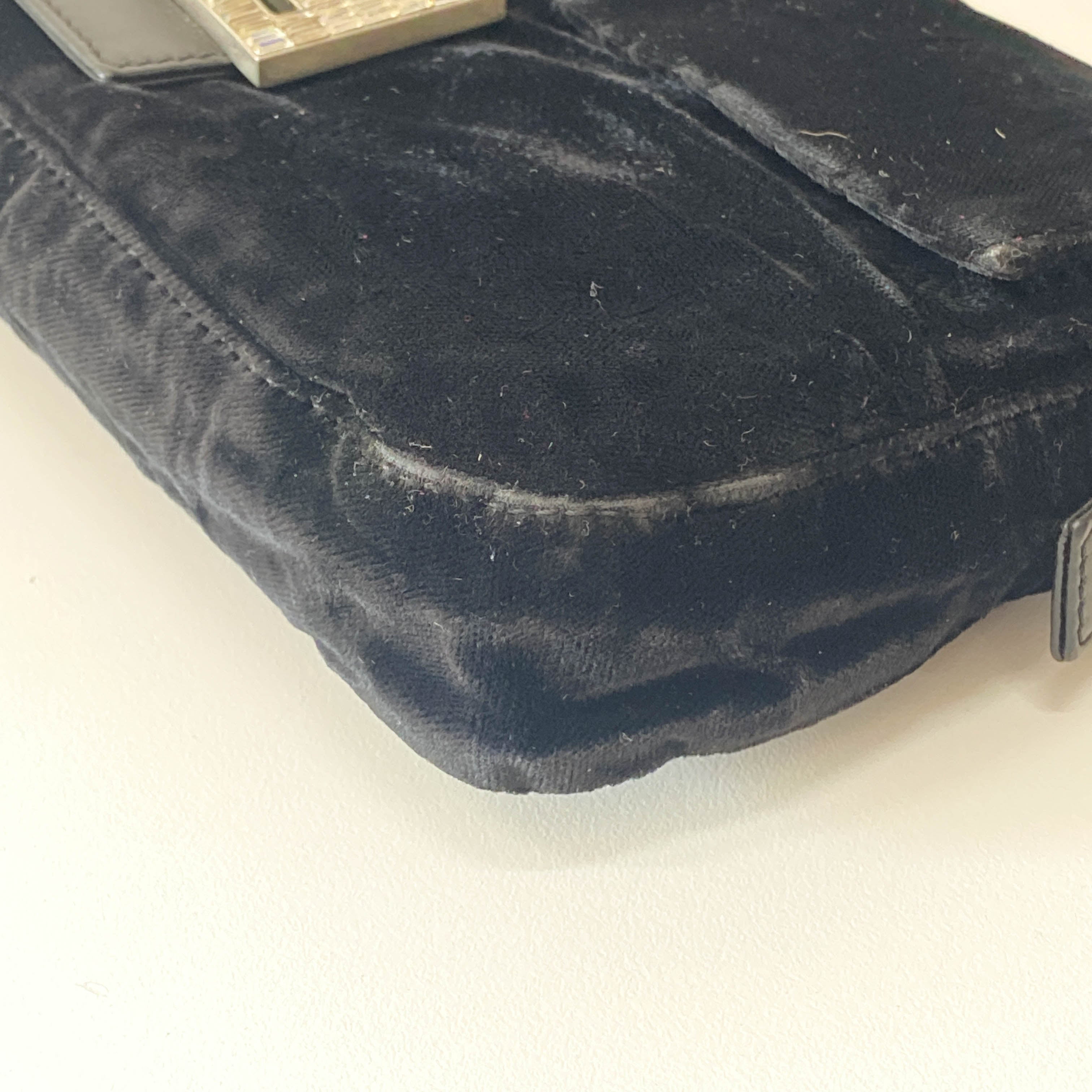 Baguette Velvet Black Rhinestone Hardware