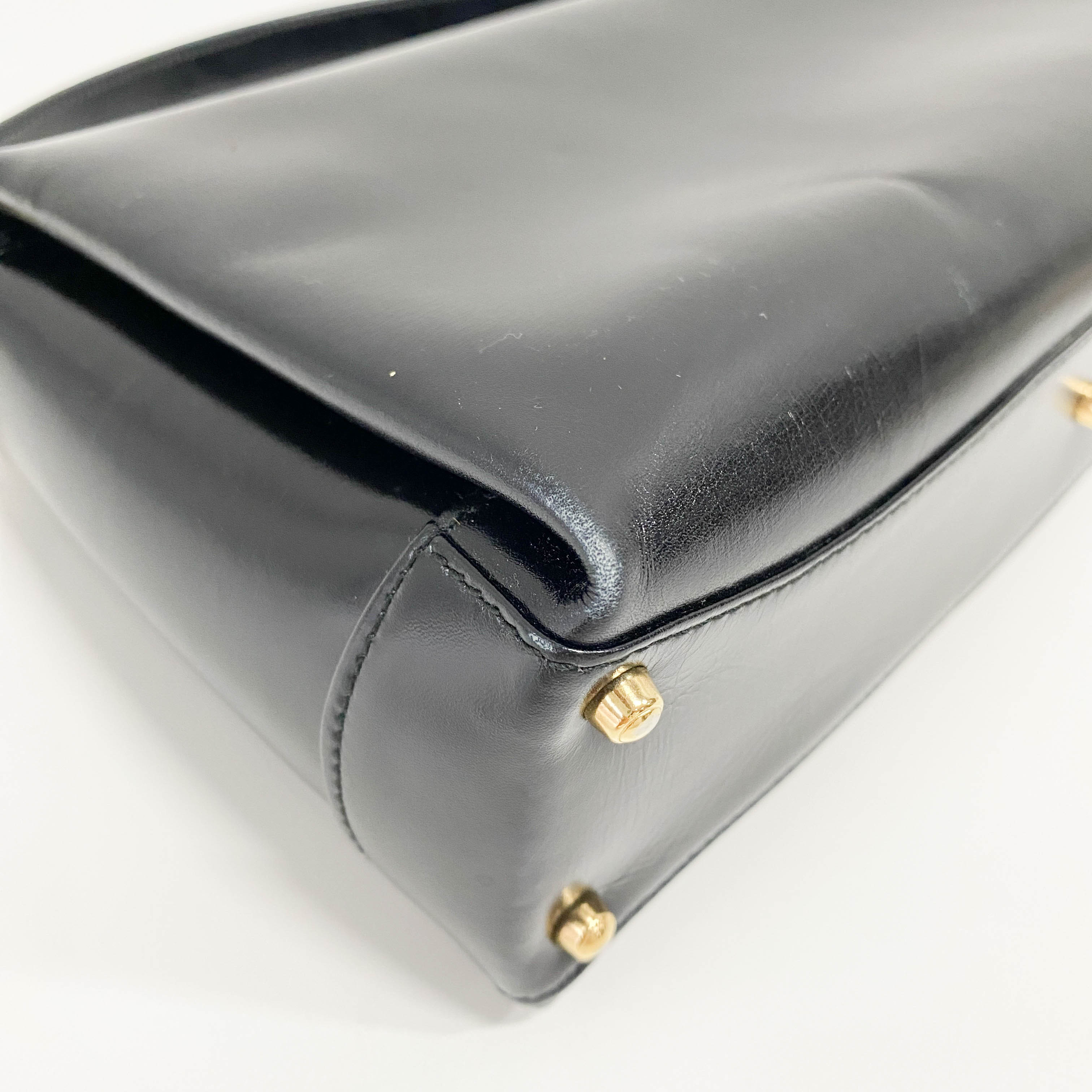 Black Leather Top Handle Bag