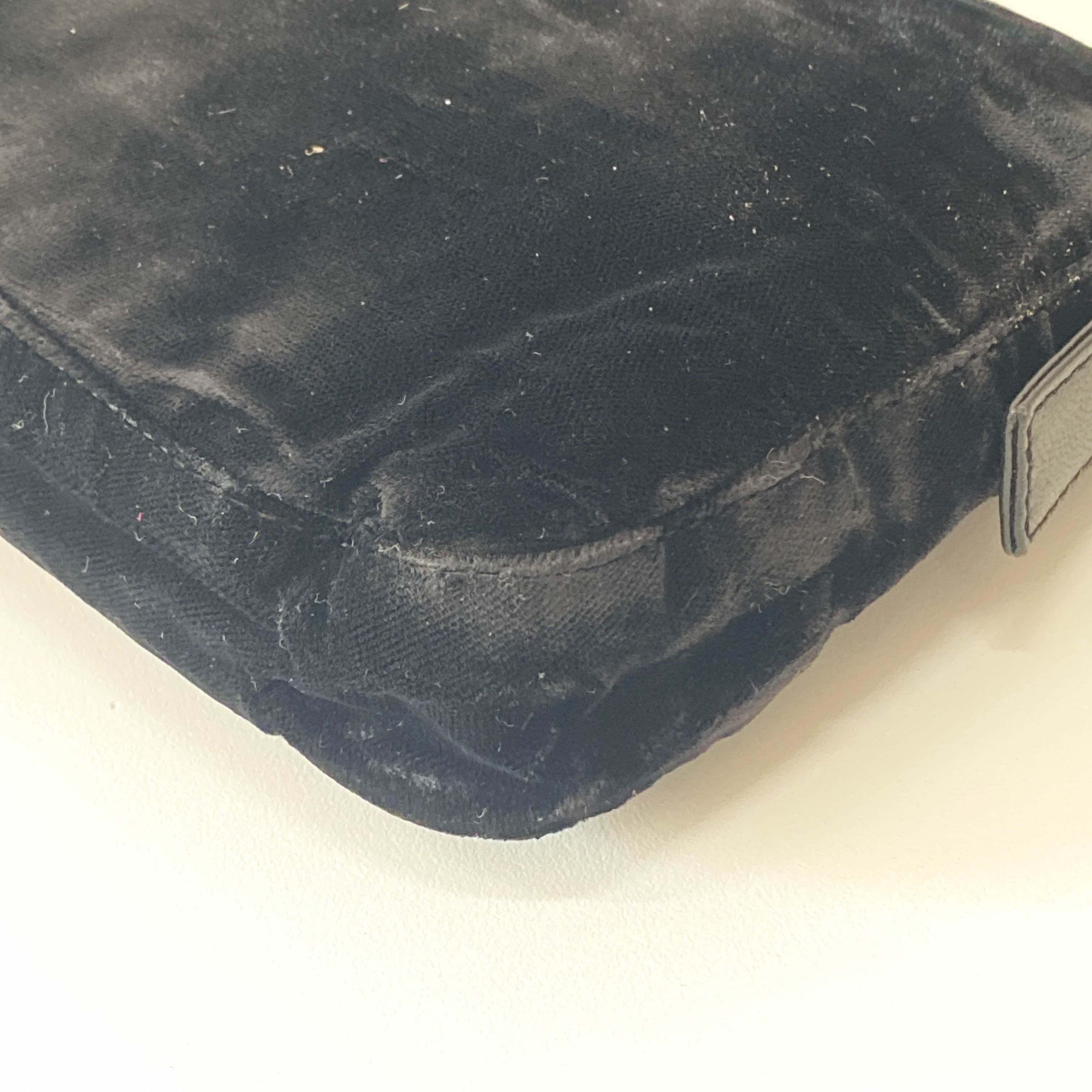 Baguette Velvet Black Rhinestone Hardware