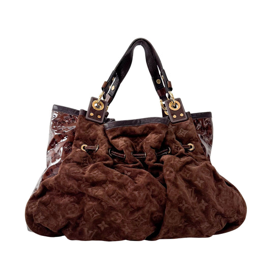 Irene Monogram Brown Suede Shoulder Bag