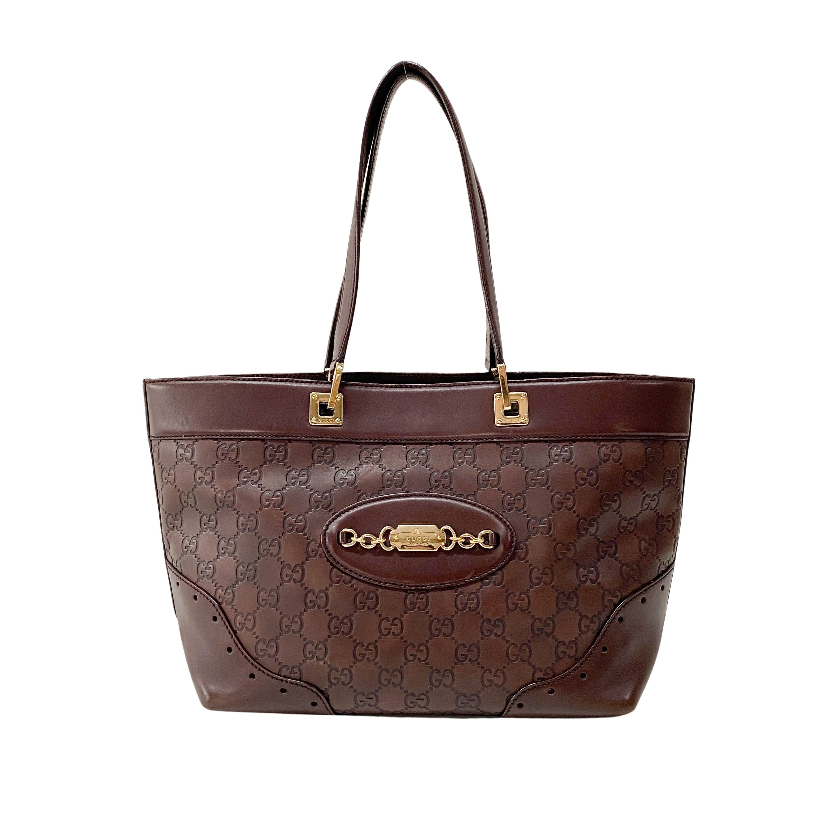 Guccisima Brown Leather Horsebit Shoulder Bag