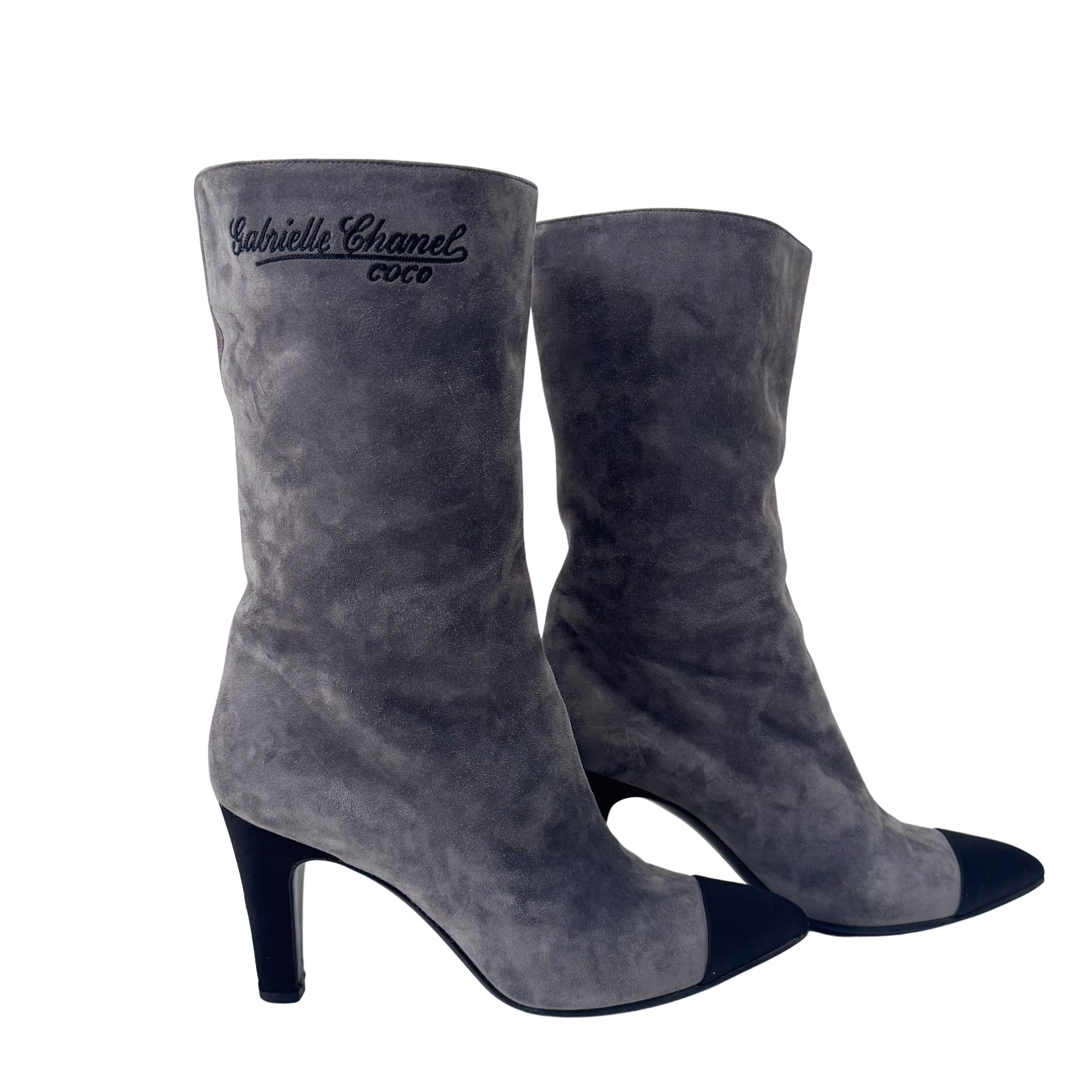 Medium Grey Suede Boots