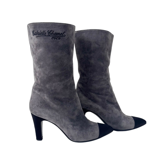 Medium Grey Suede Boots