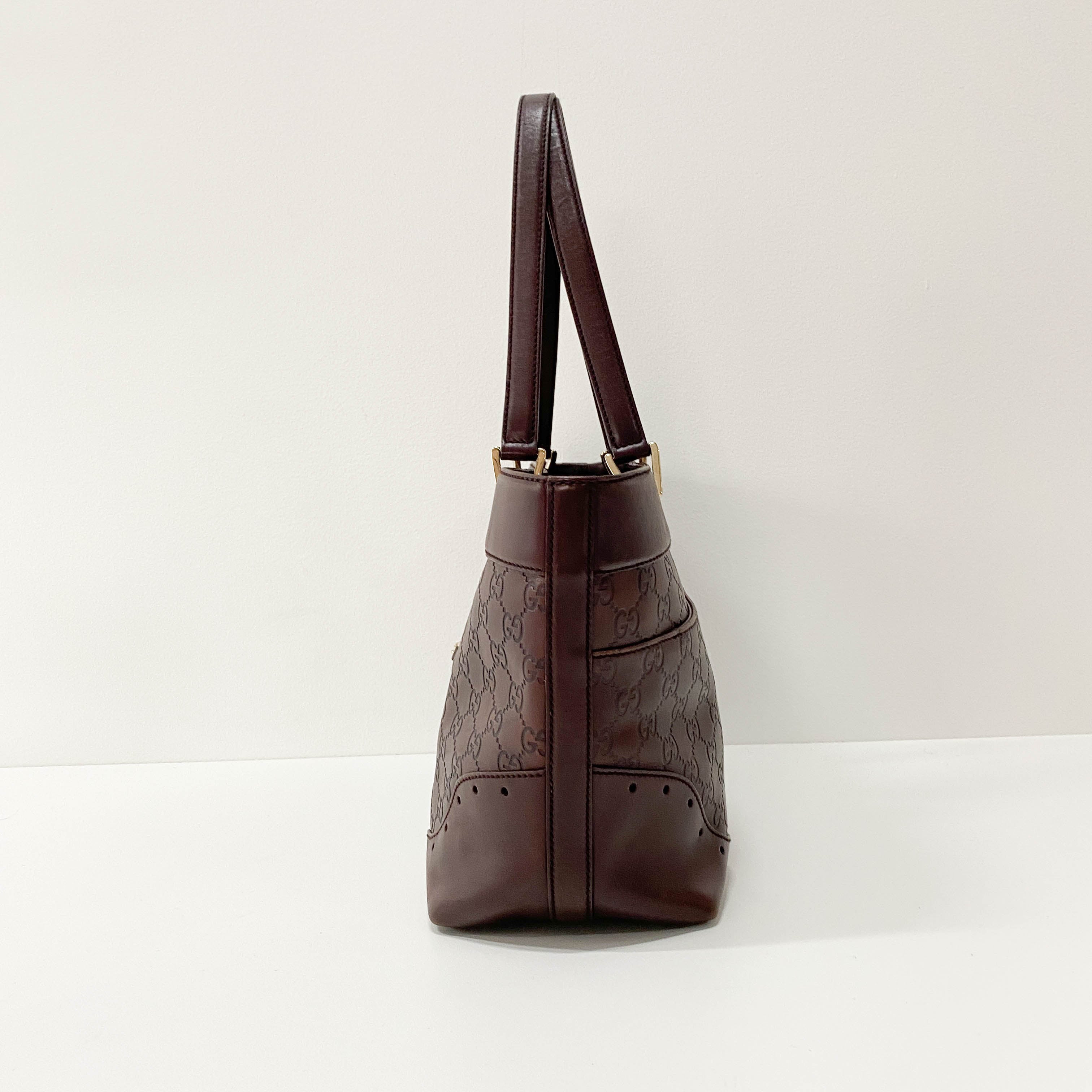Guccisima Brown Leather Horsebit Shoulder Bag