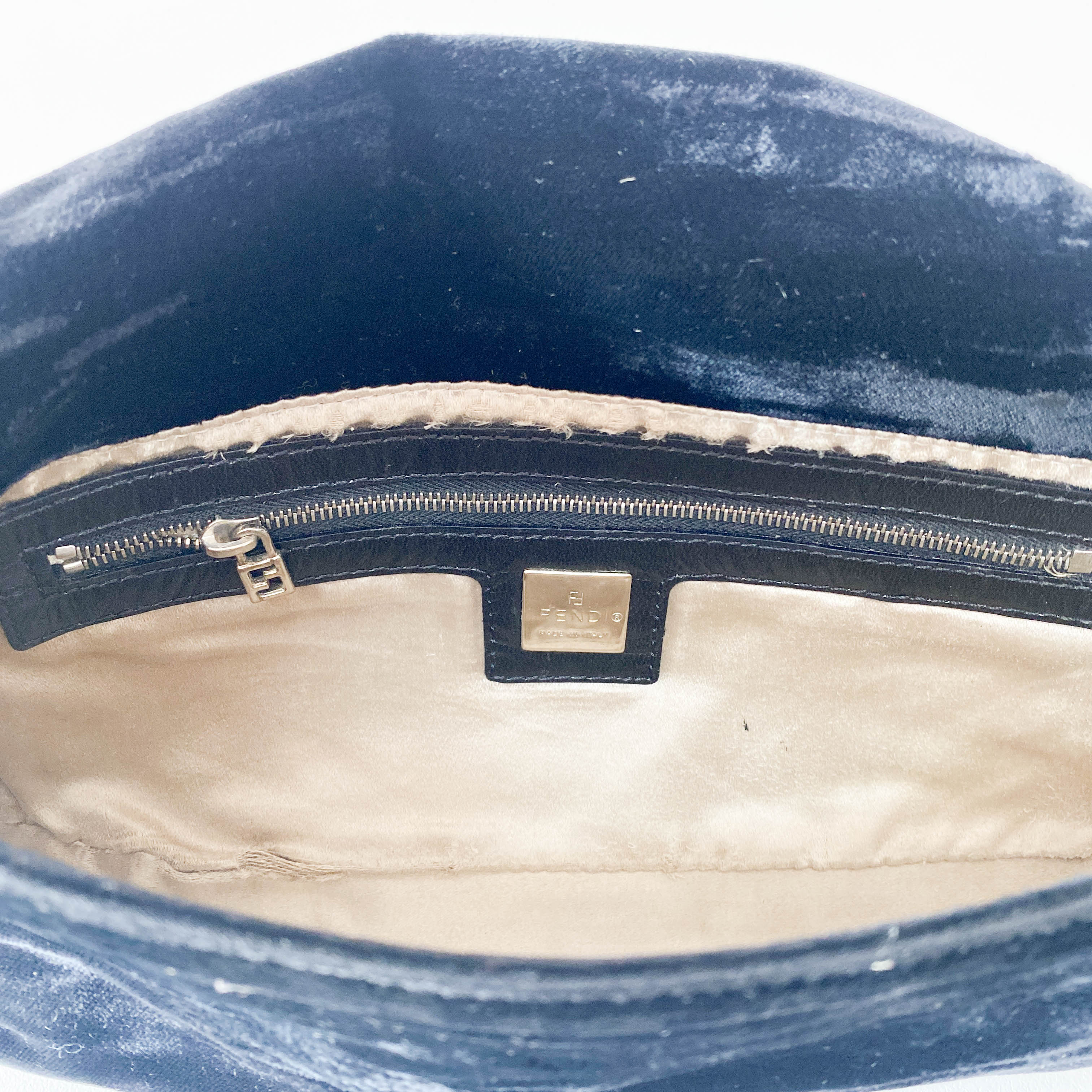 Baguette Velvet Black Rhinestone Hardware