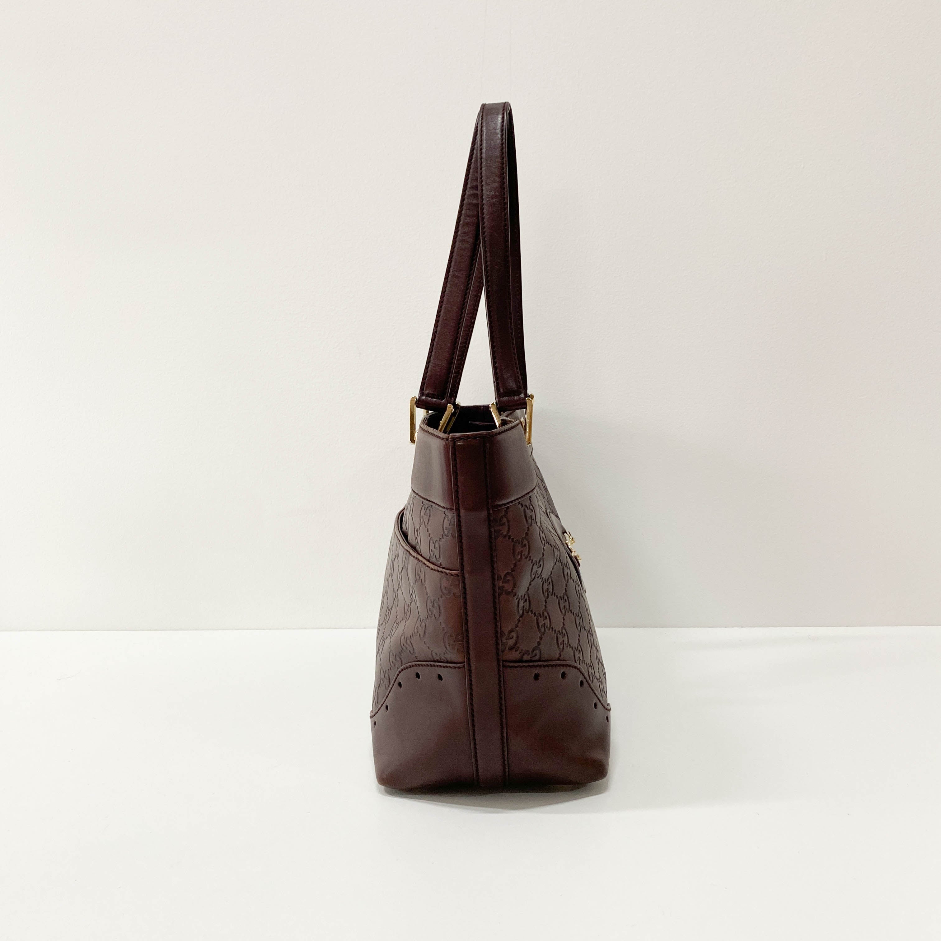 Guccisima Brown Leather Horsebit Shoulder Bag