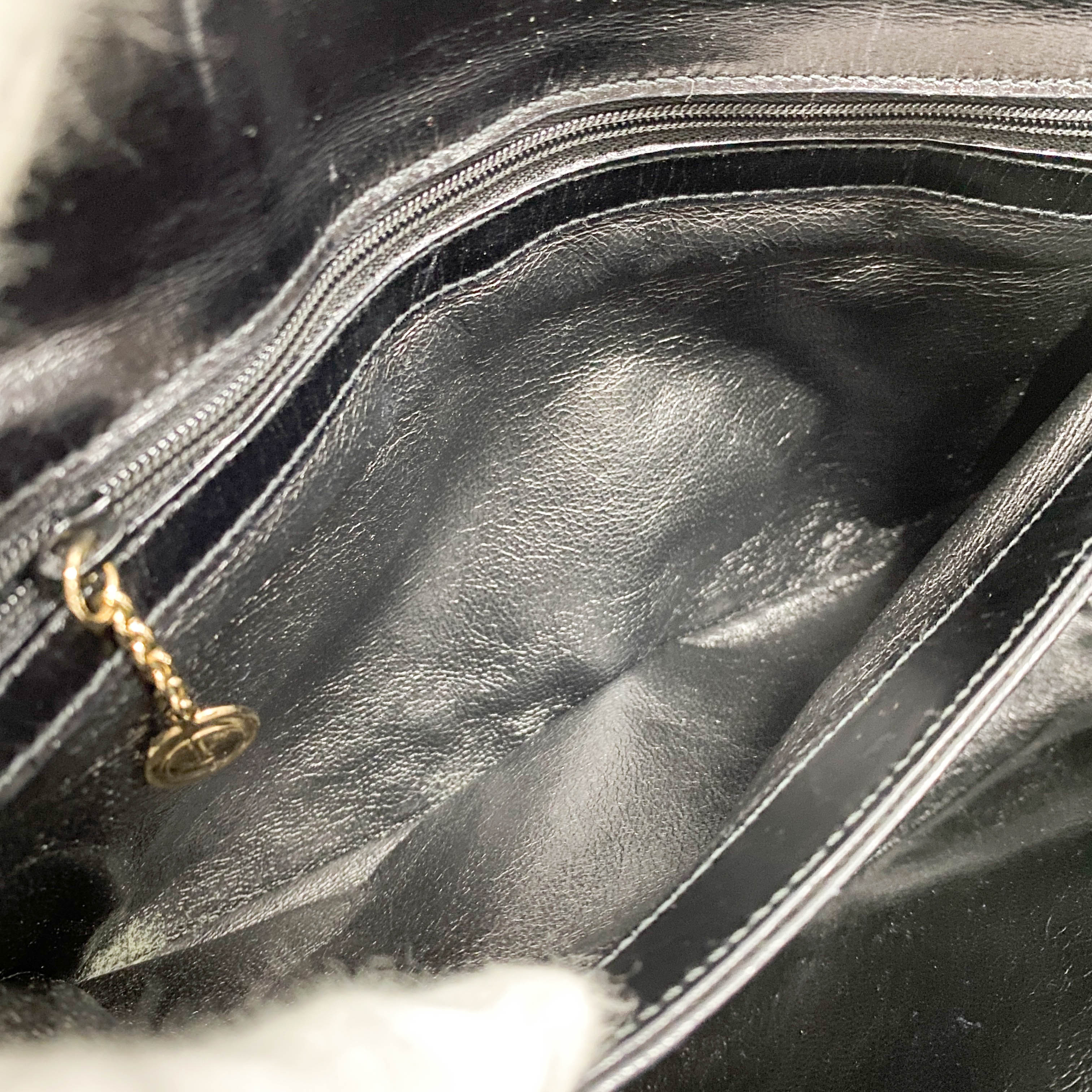 Black Leather Top Handle Bag