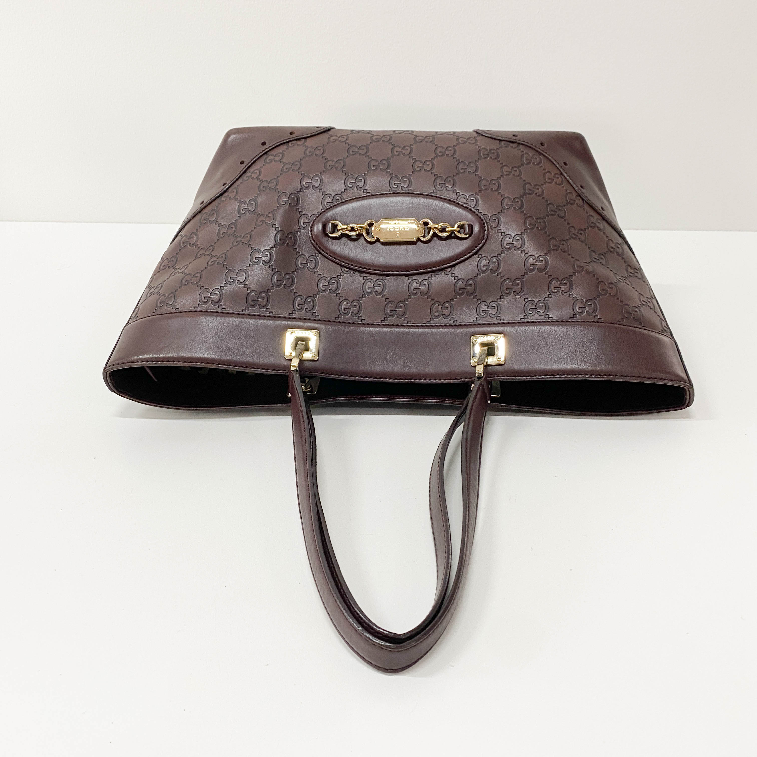 Guccisima Brown Leather Horsebit Shoulder Bag