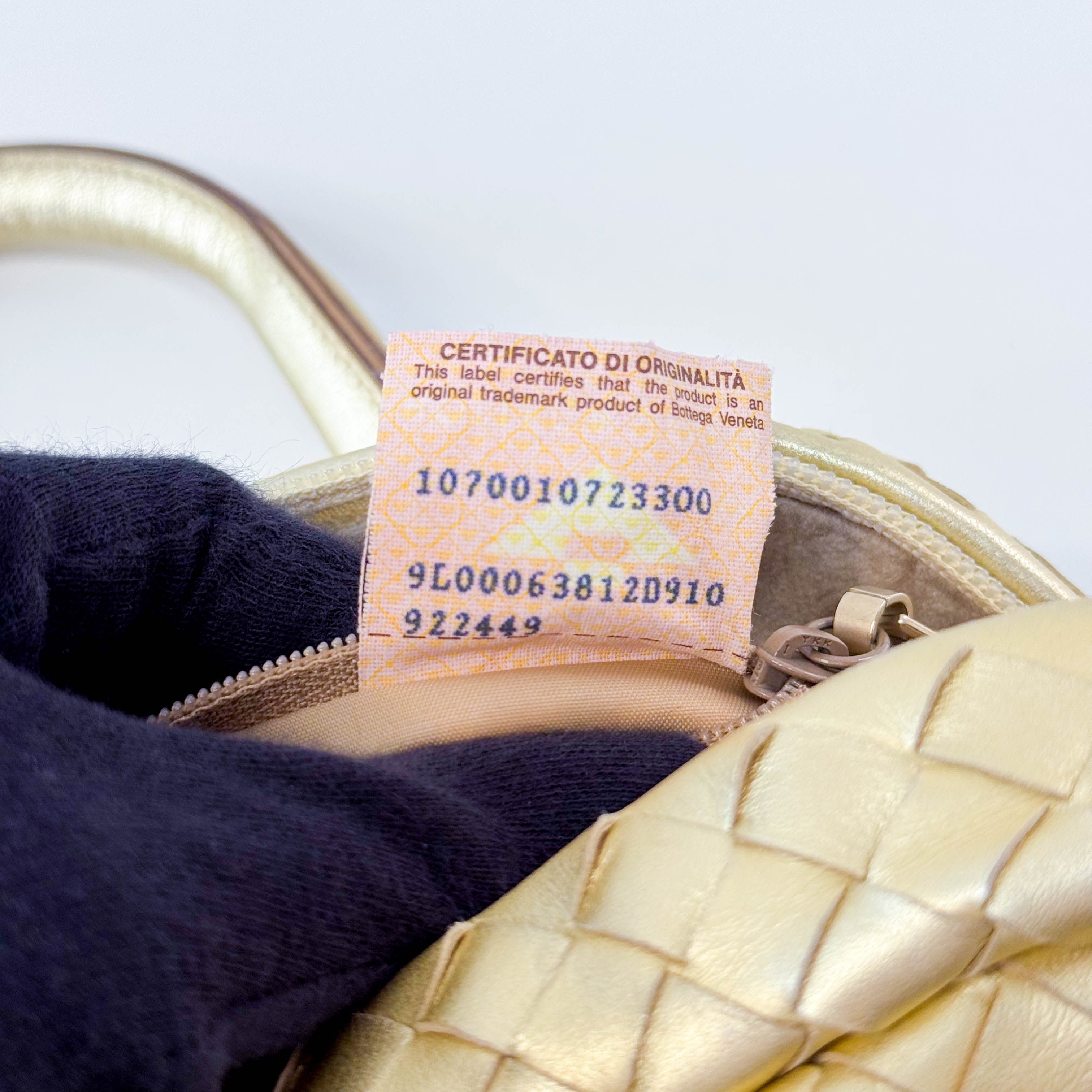 Small Golden Intrecciato Leather Handle bag