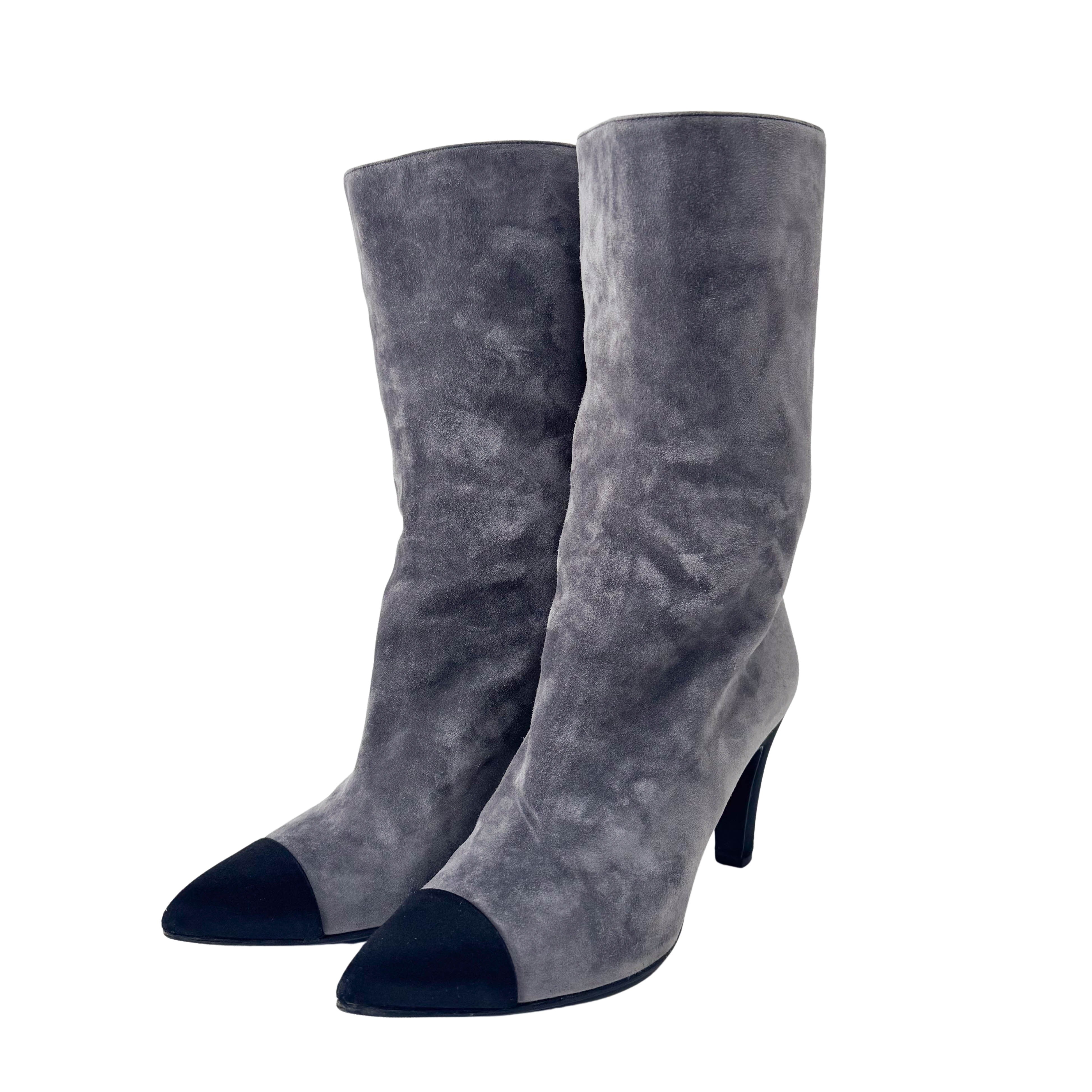 Medium Grey Suede Boots