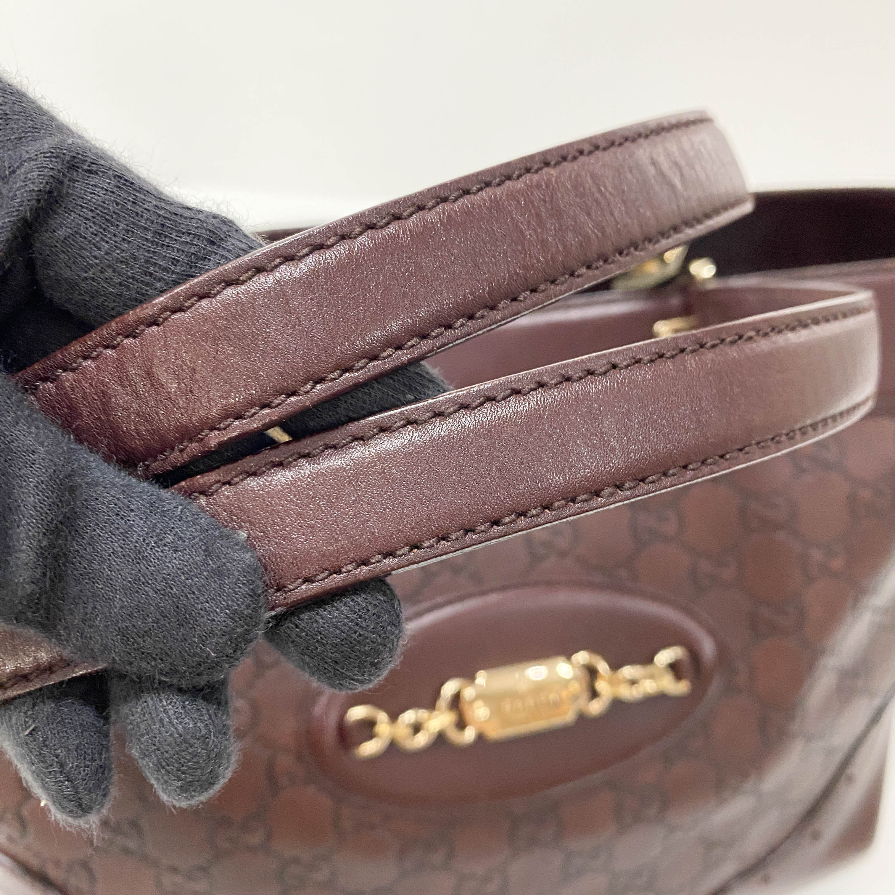 Guccisima Brown Leather Horsebit Shoulder Bag