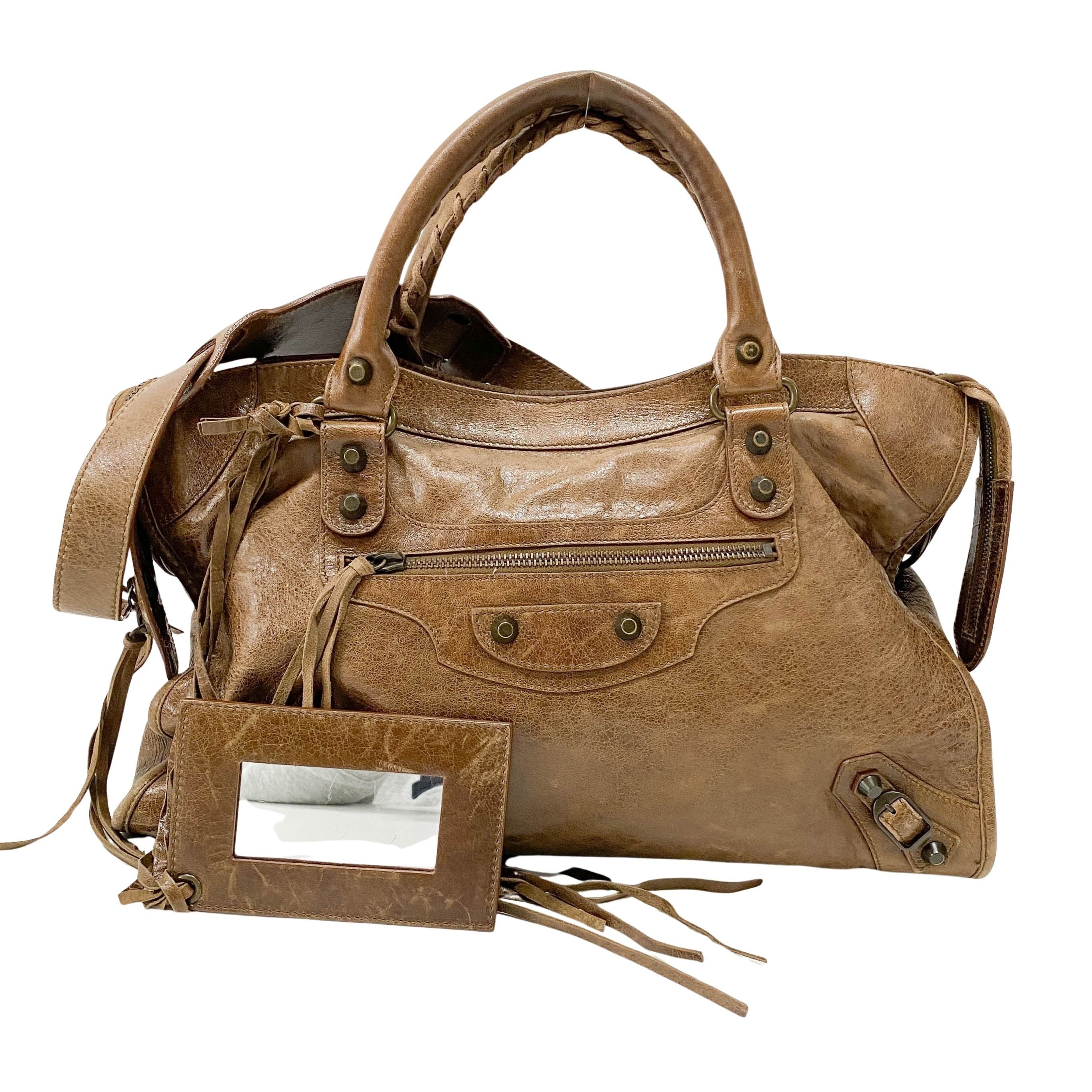 The City Brown Leather Two Way Bag