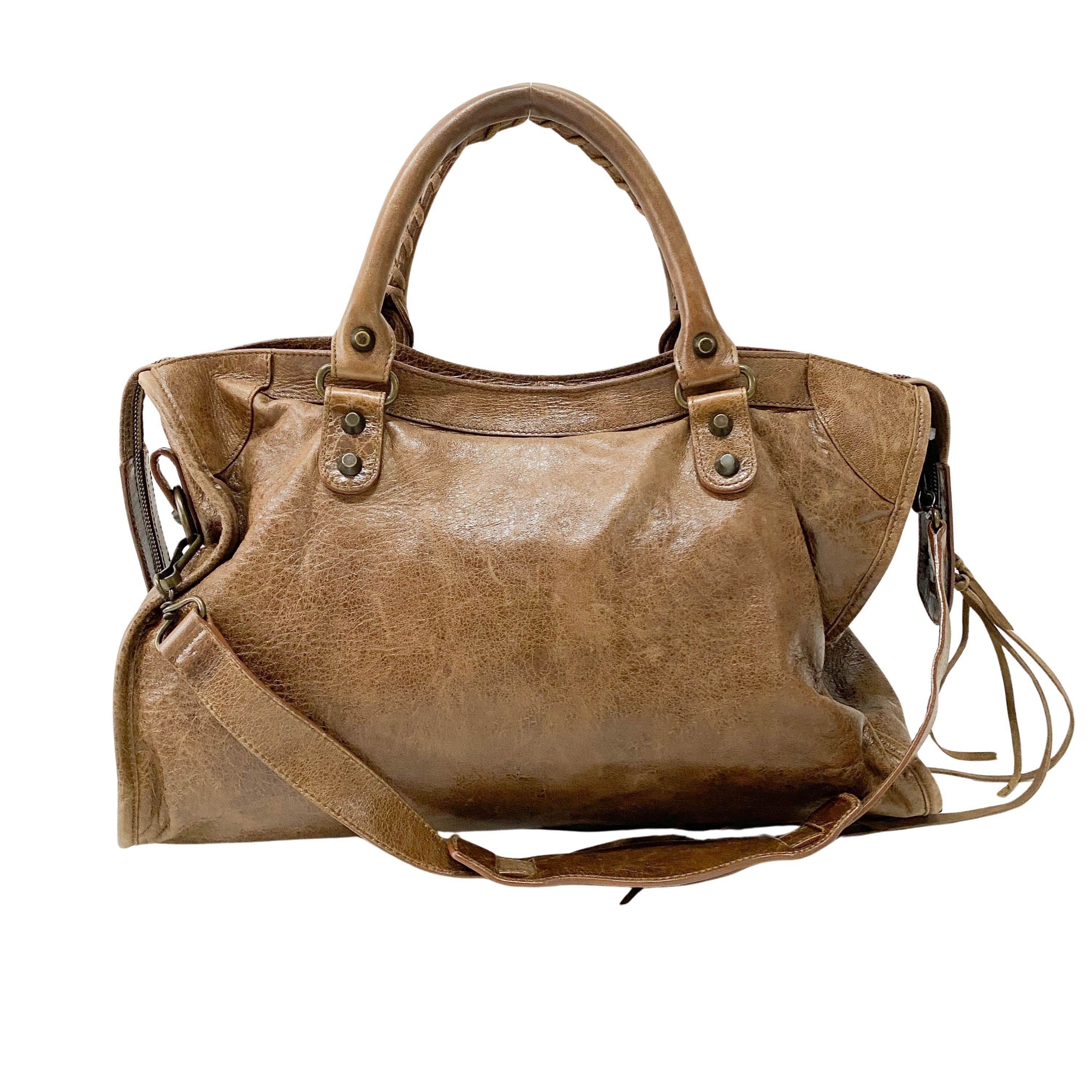 The City Brown Leather Two Way Bag