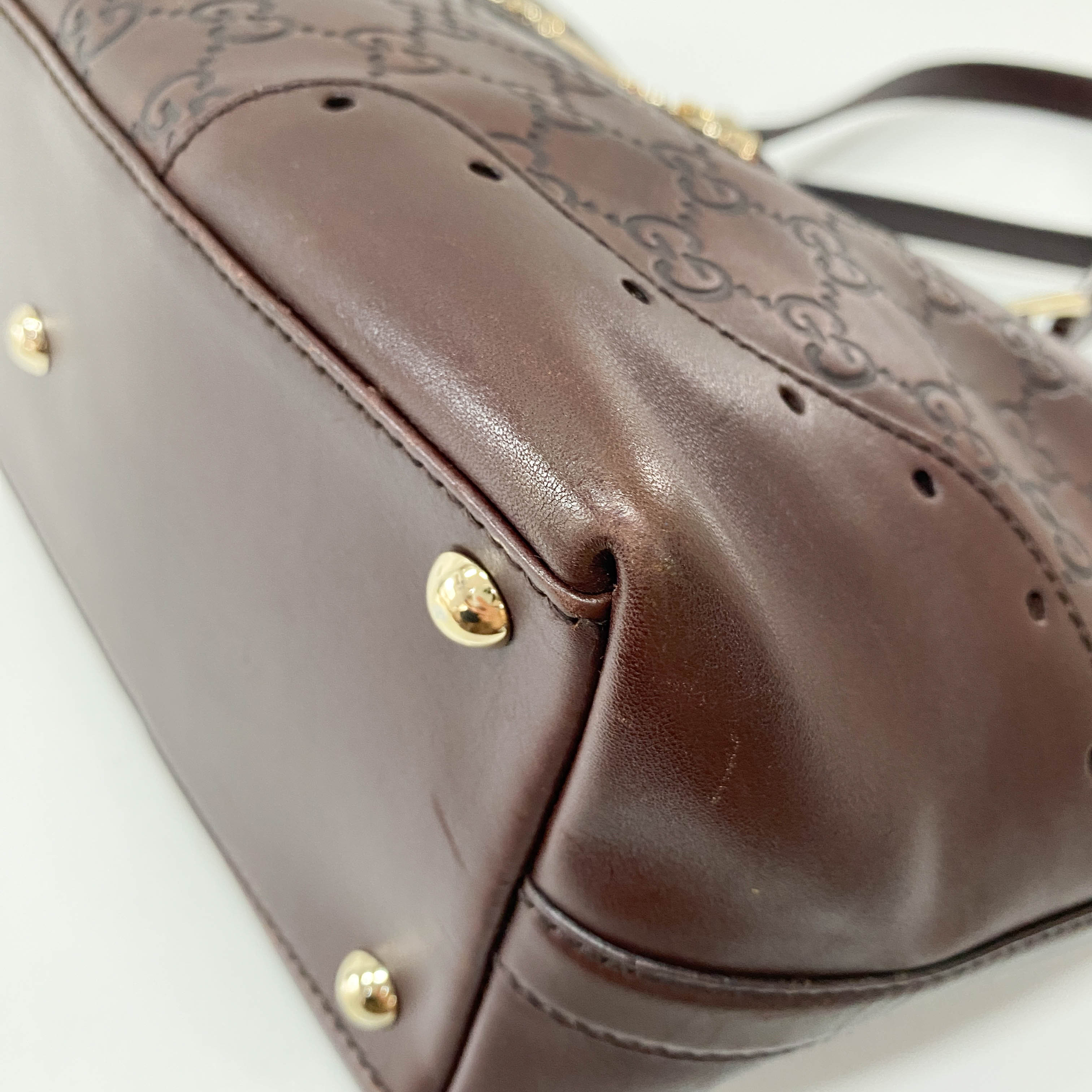 Guccisima Brown Leather Horsebit Shoulder Bag