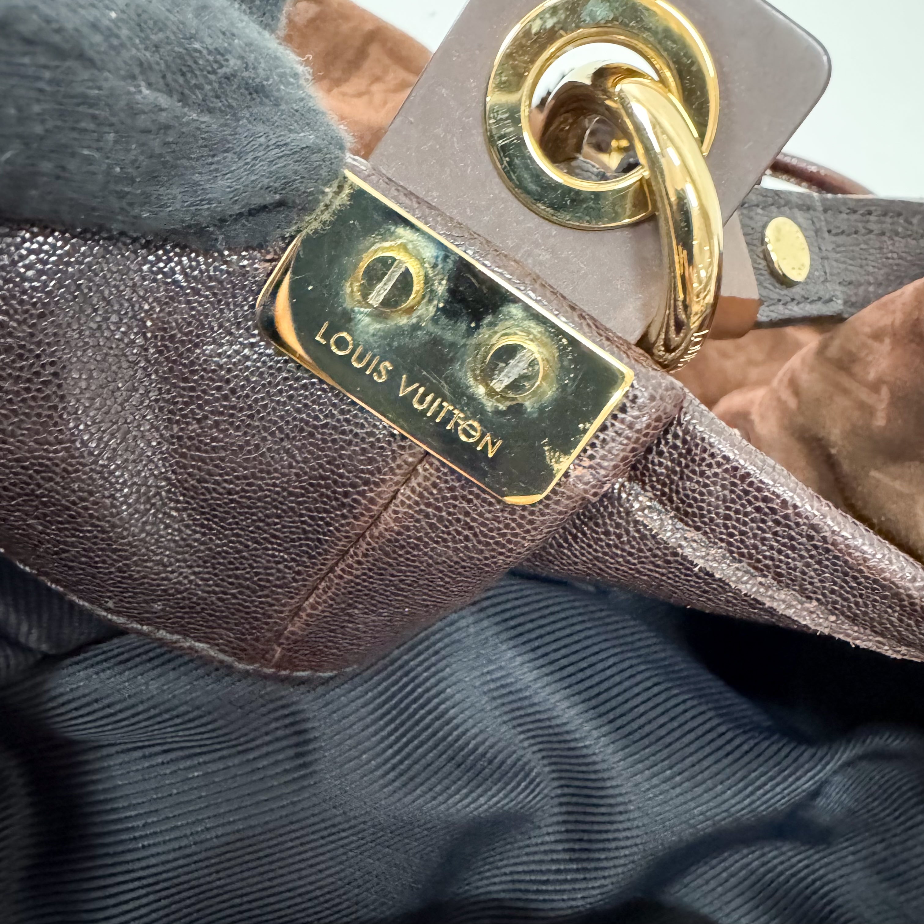 Irene Monogram Brown Suede Shoulder Bag