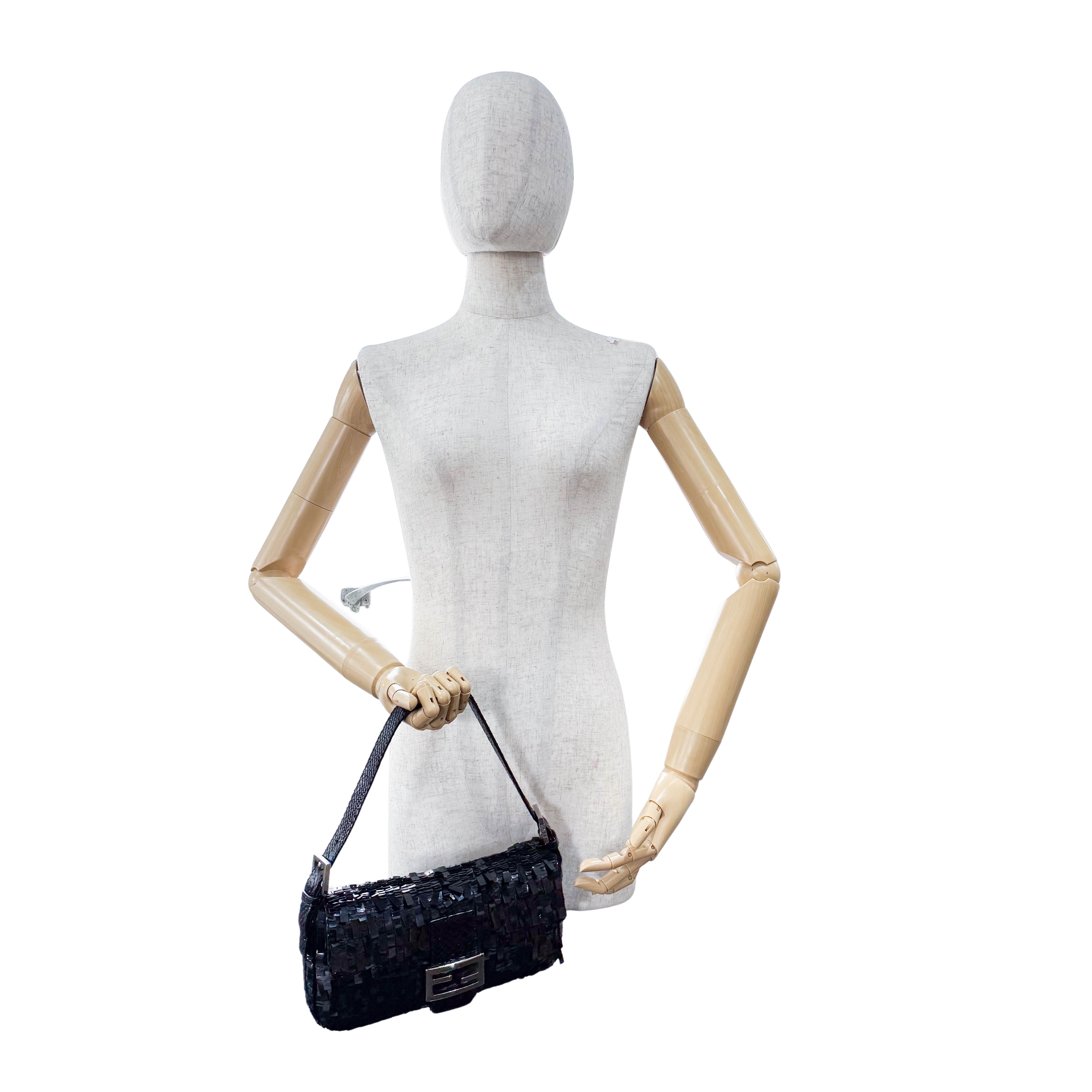 Baguette Black Sequin Shoulder Bag