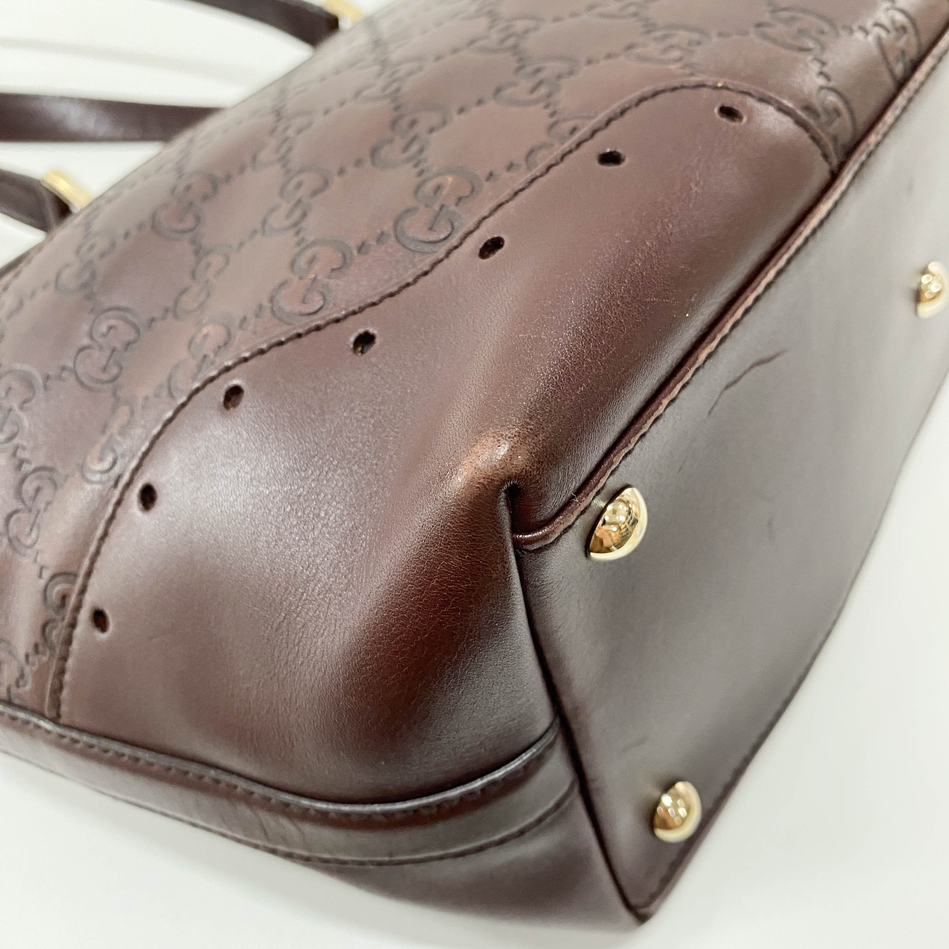Guccisima Brown Leather Horsebit Shoulder Bag