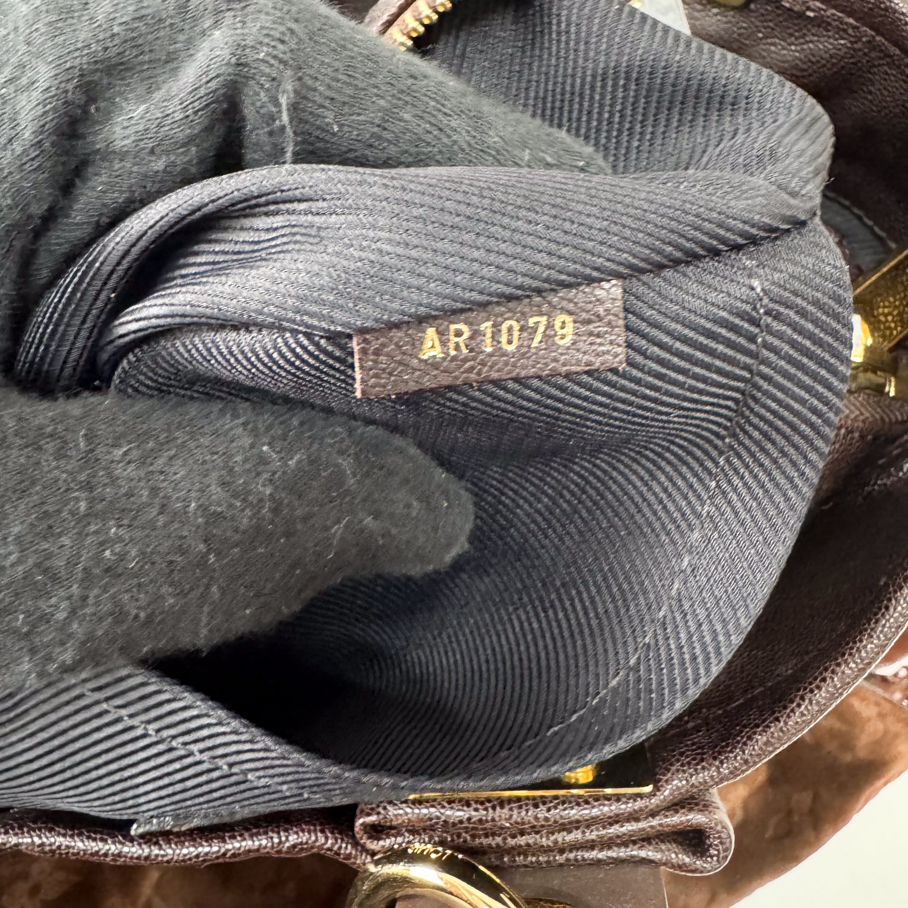 Irene Monogram Brown Suede Shoulder Bag