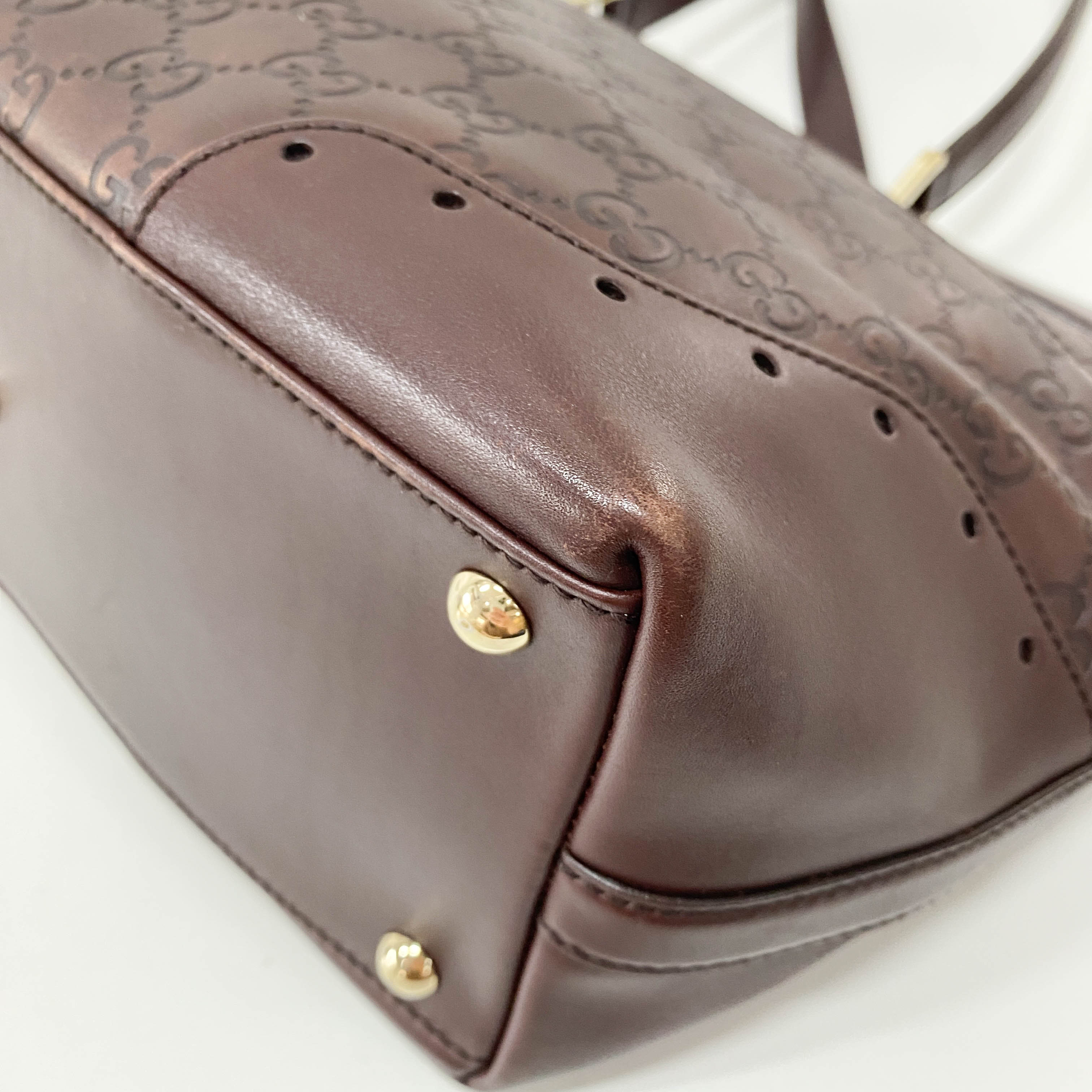Guccisima Brown Leather Horsebit Shoulder Bag