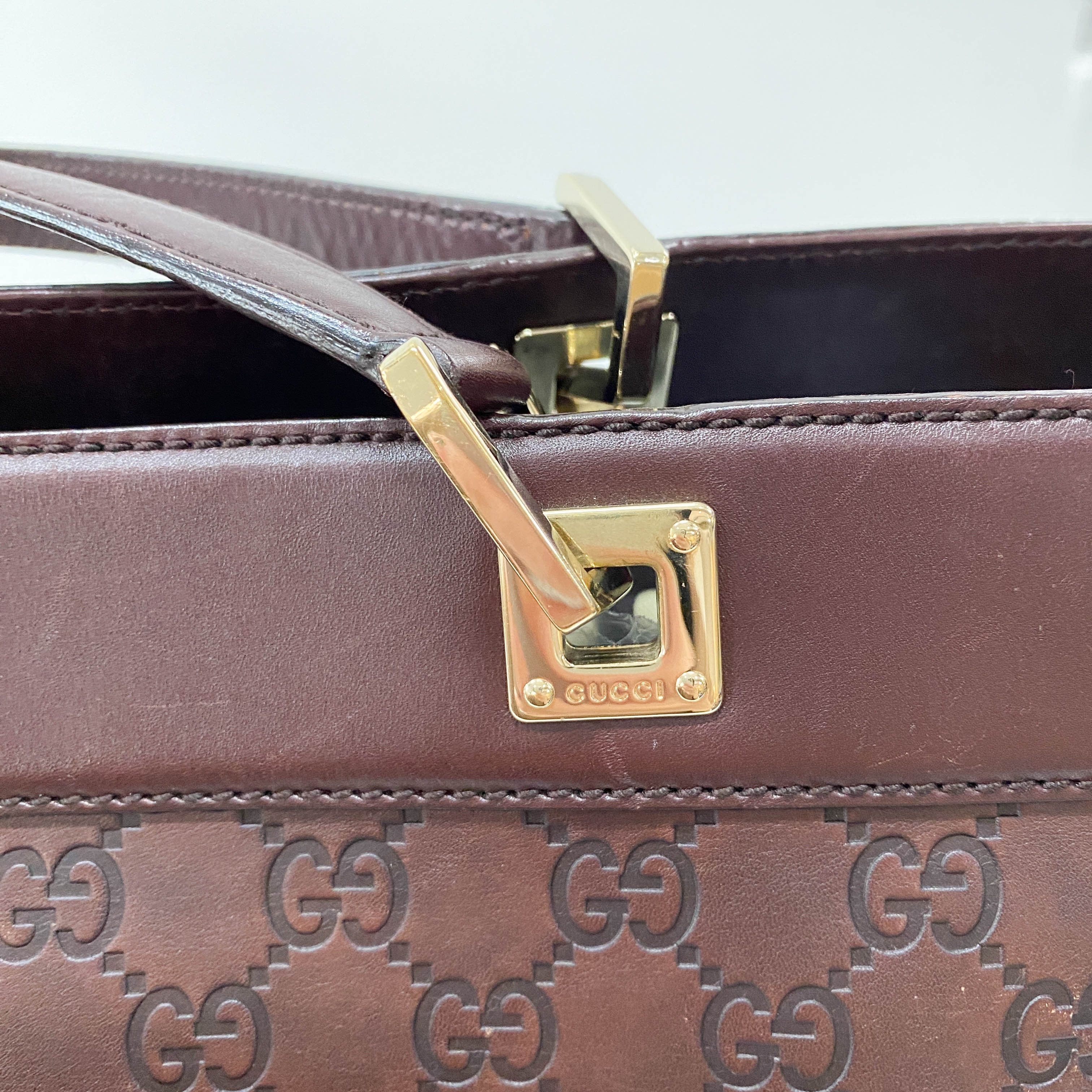 Guccisima Brown Leather Horsebit Shoulder Bag