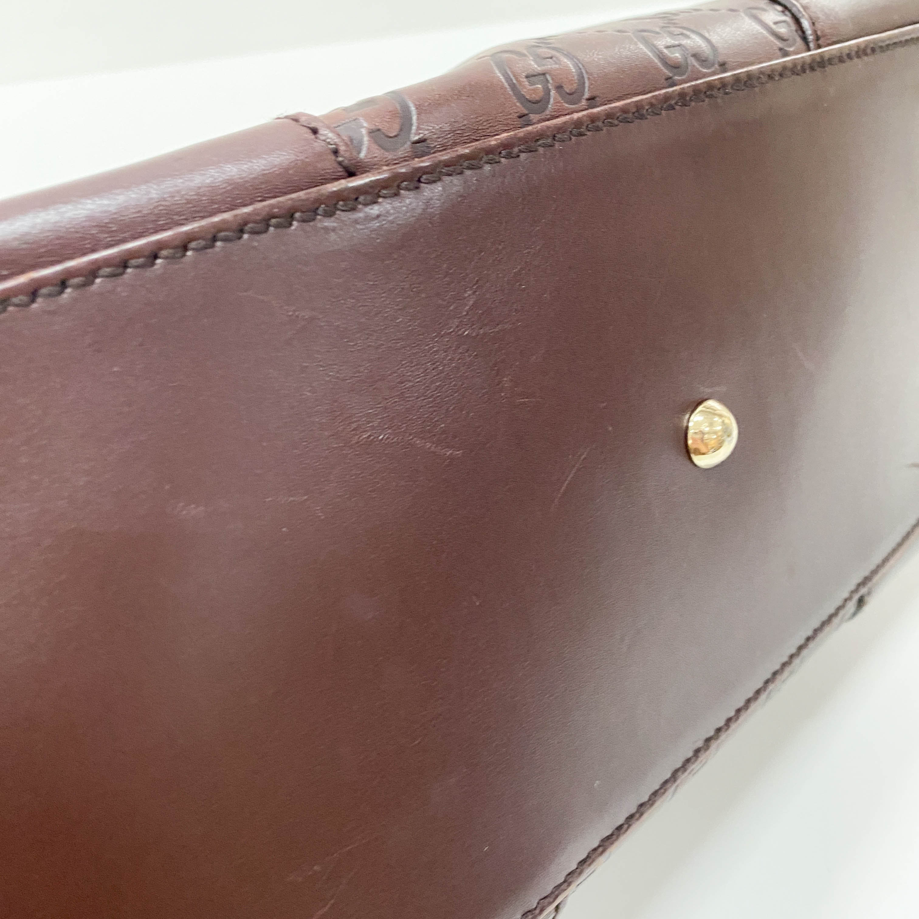 Guccisima Brown Leather Horsebit Shoulder Bag