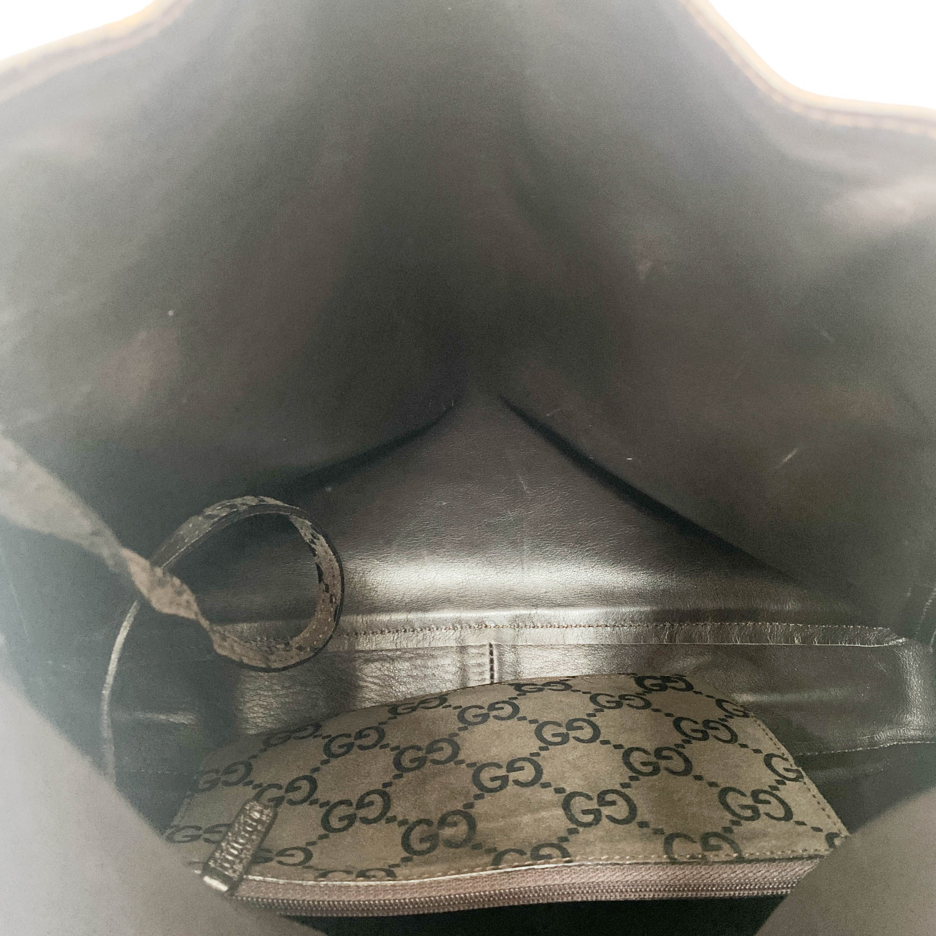 GG Canvas Brown Suede Shoulder Bag