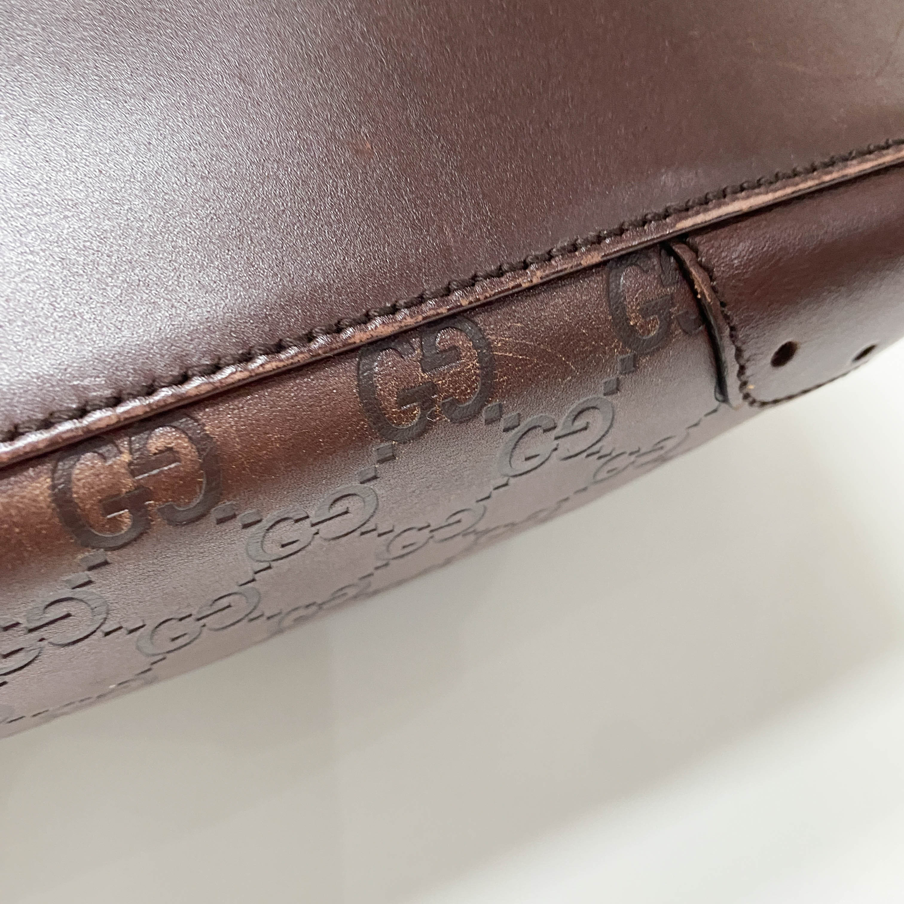 Guccisima Brown Leather Horsebit Shoulder Bag