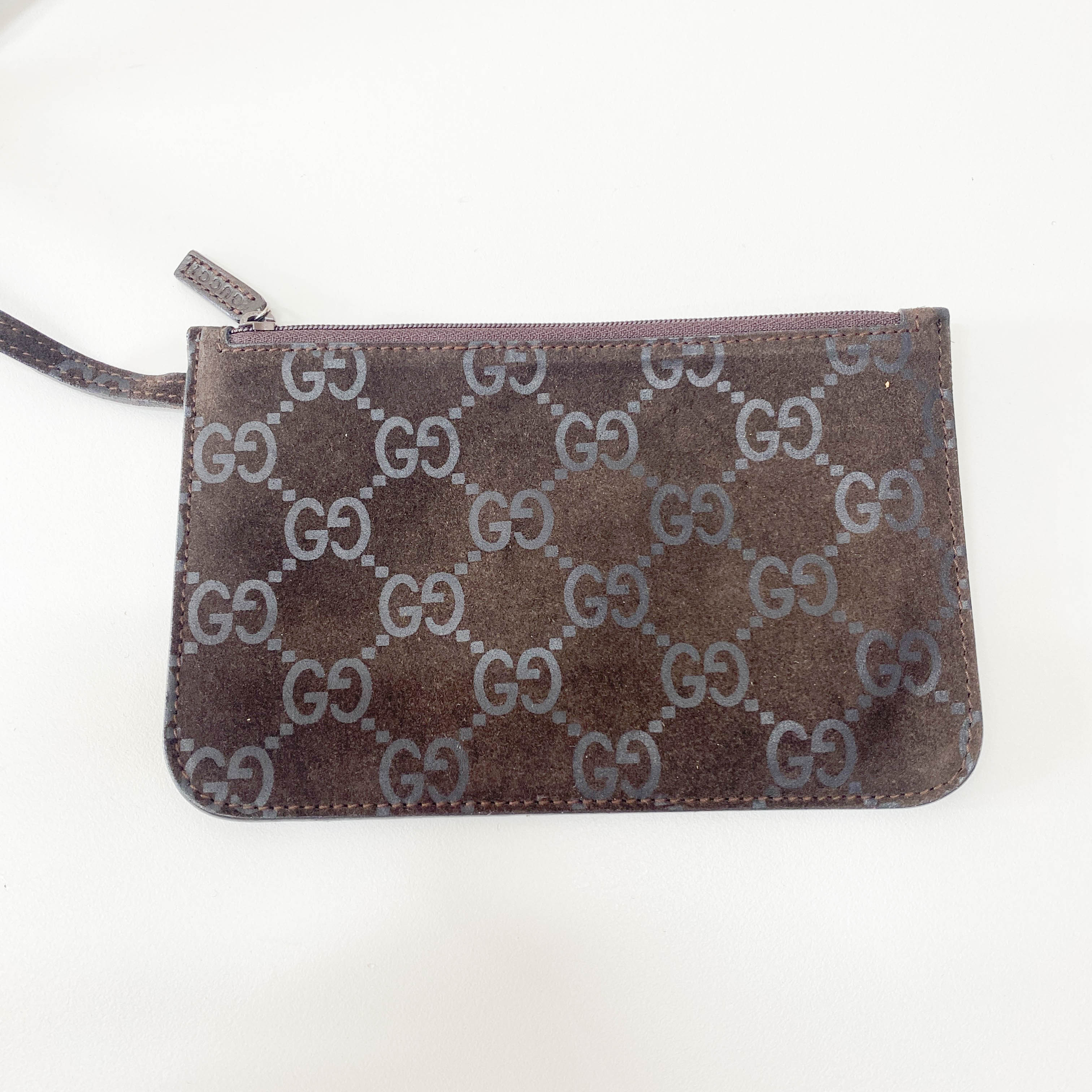 GG Canvas Brown Suede Shoulder Bag