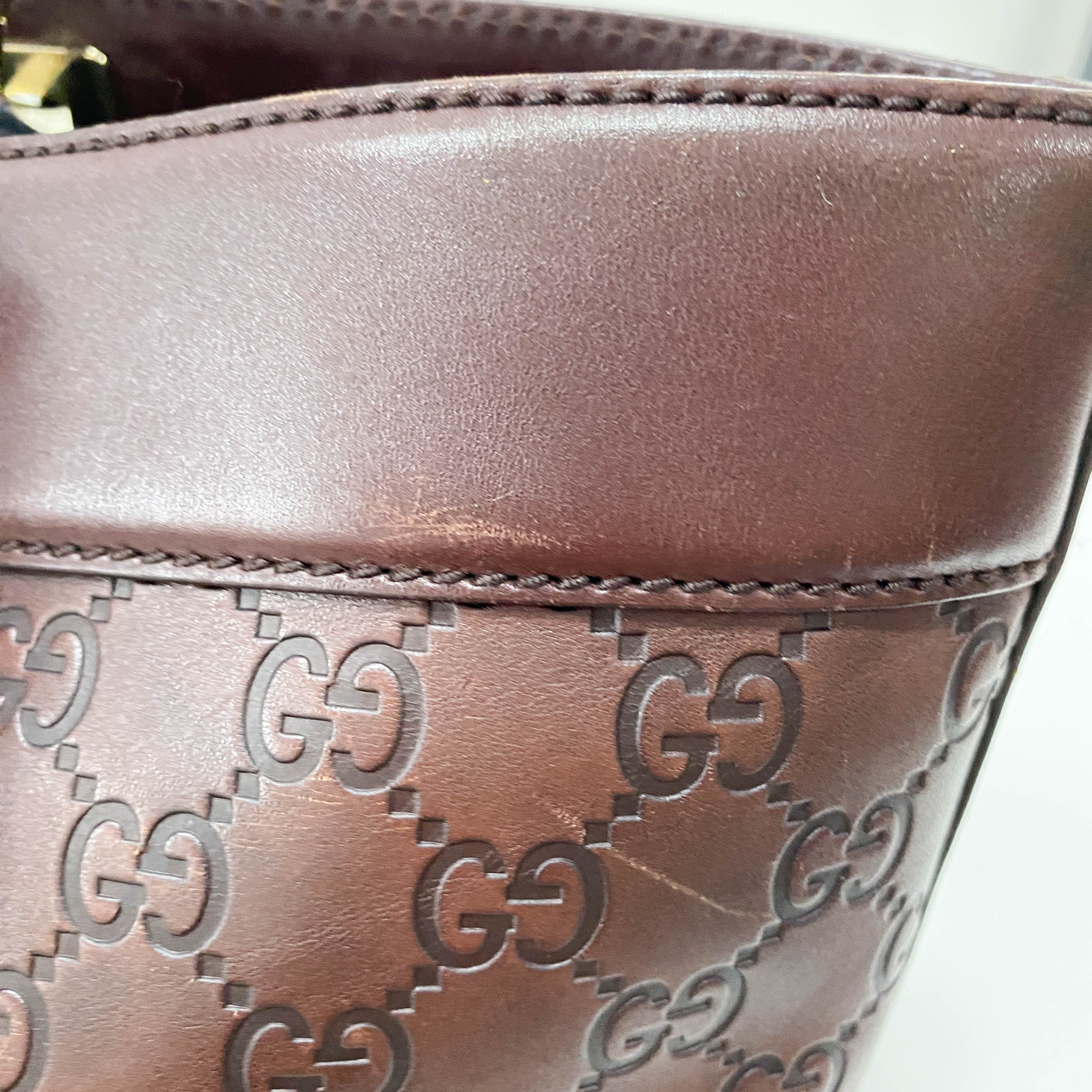 Guccisima Brown Leather Horsebit Shoulder Bag